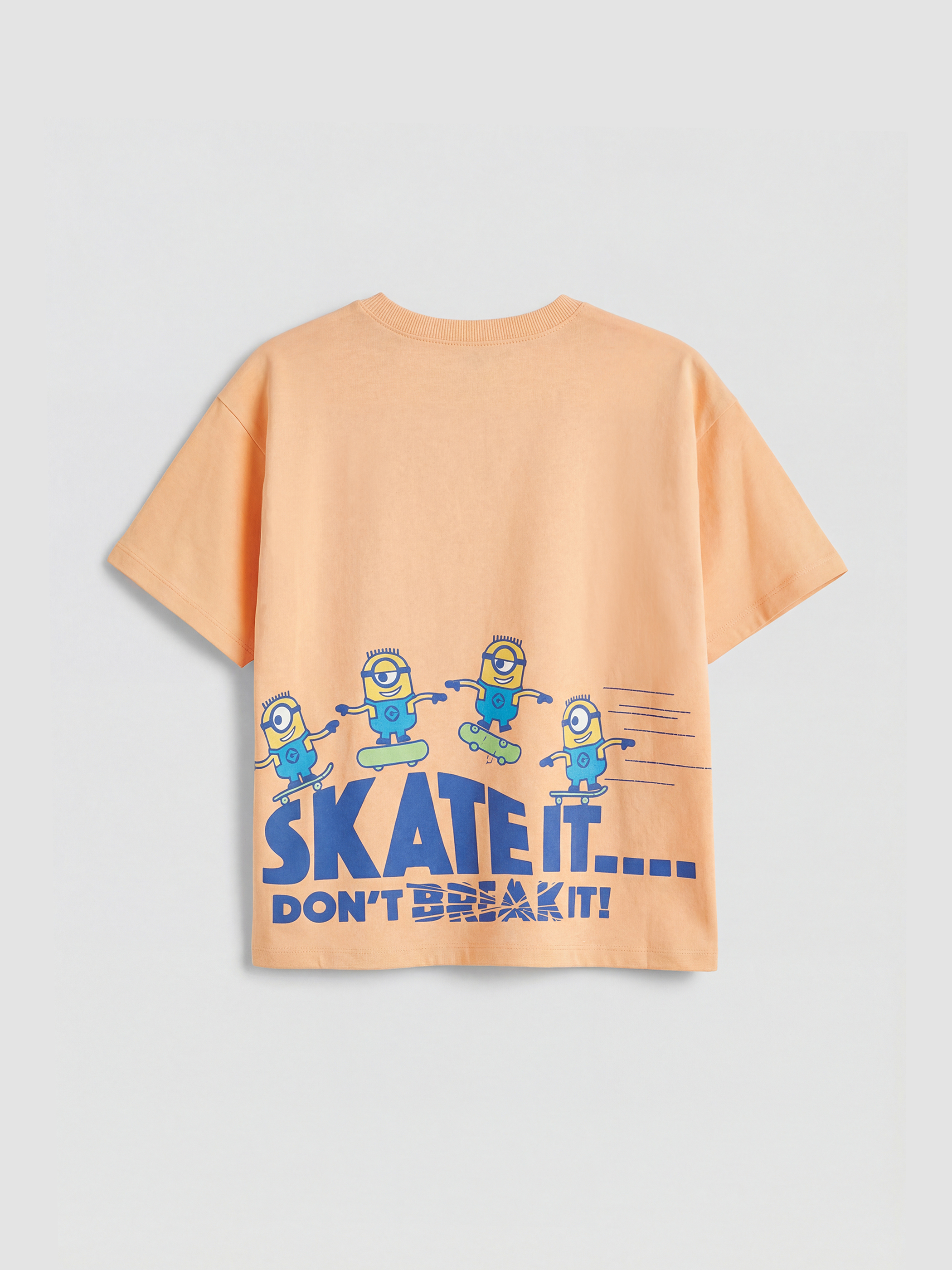 Turuncu Erkek Çocuk Minions Baskılı Bol Kalıp Tişört-2