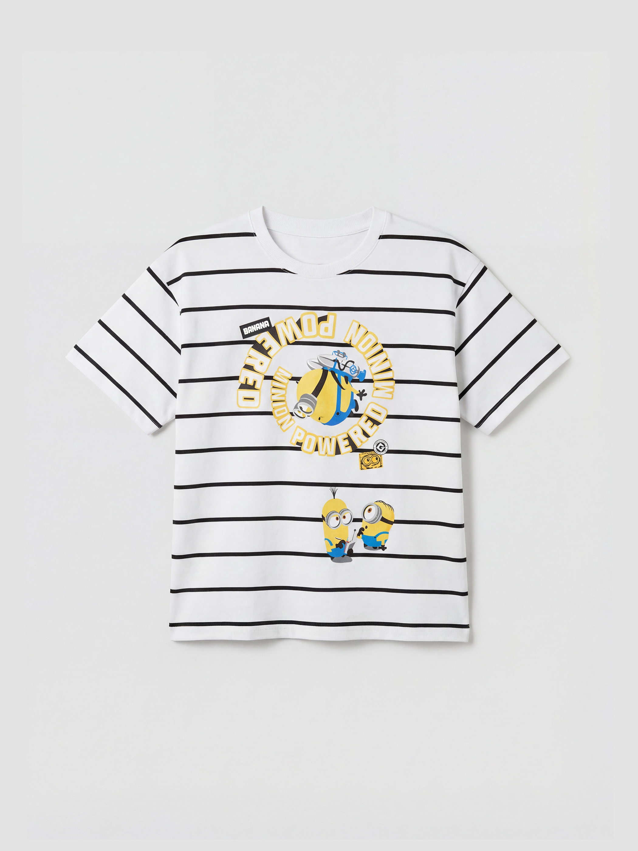 LCW Kids Çizgili Minions Baskılı Erkek Çocuk Tişört