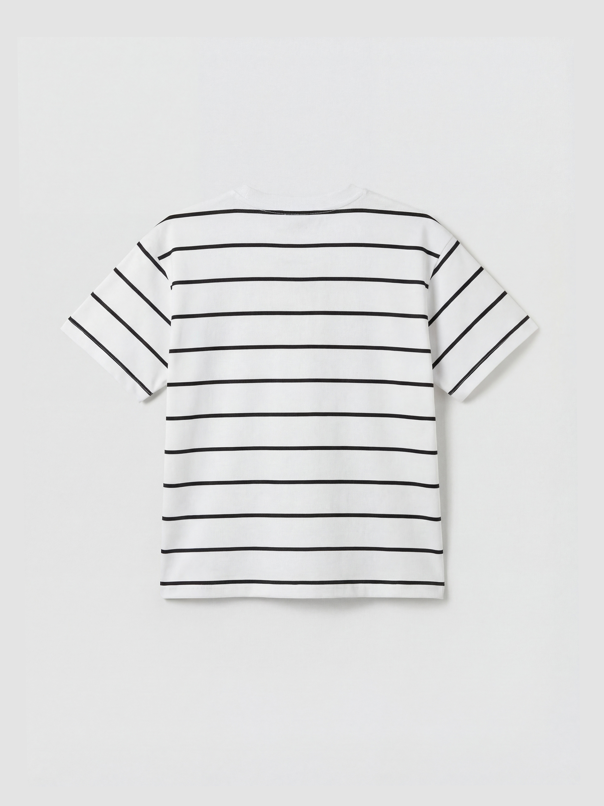 Beyaz Çizgili Minions Baskılı Erkek Çocuk Tişört-1