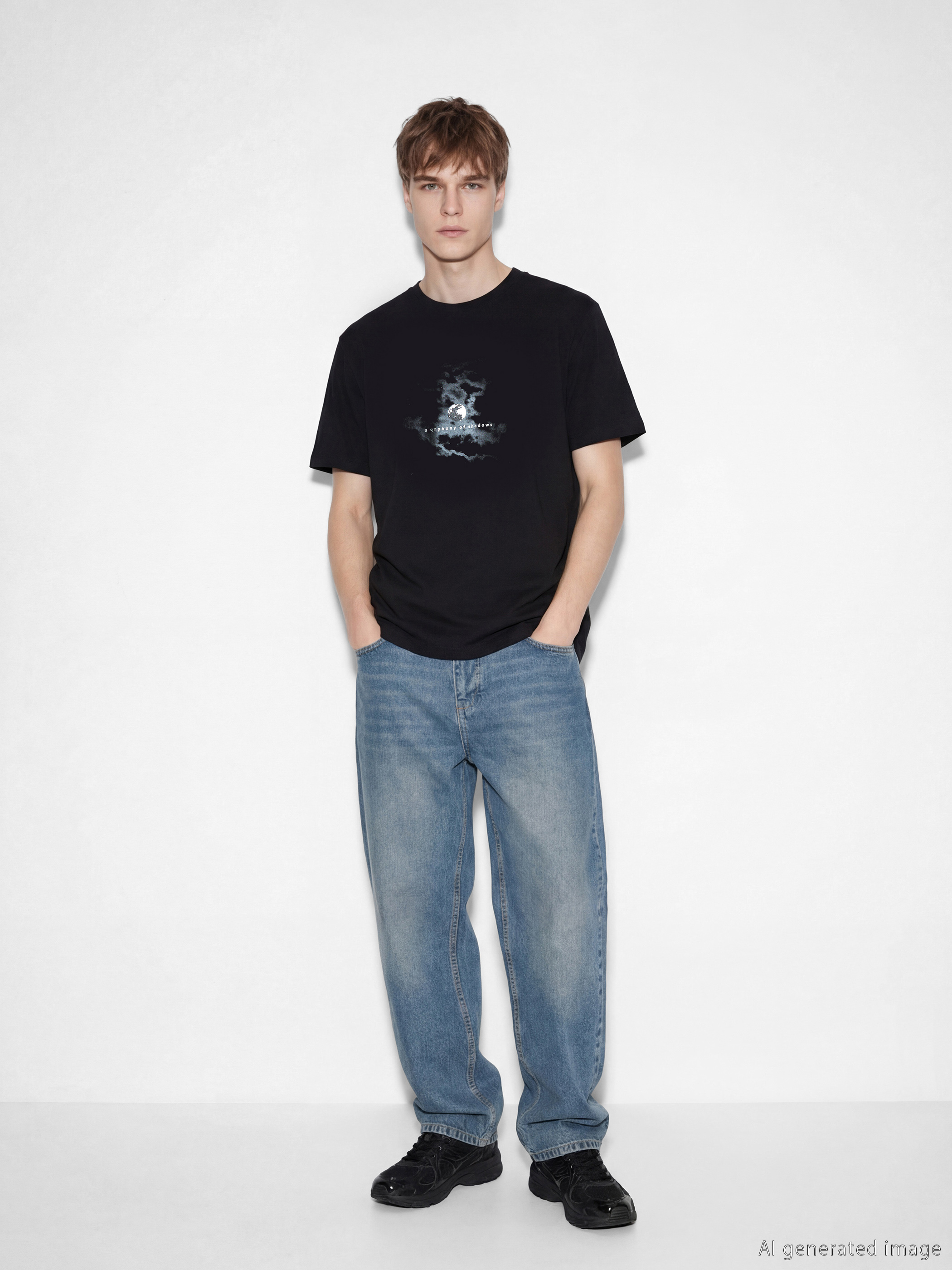 تي شيرت رجالي مطبوع بياقة دائرية من الجيرسي-1