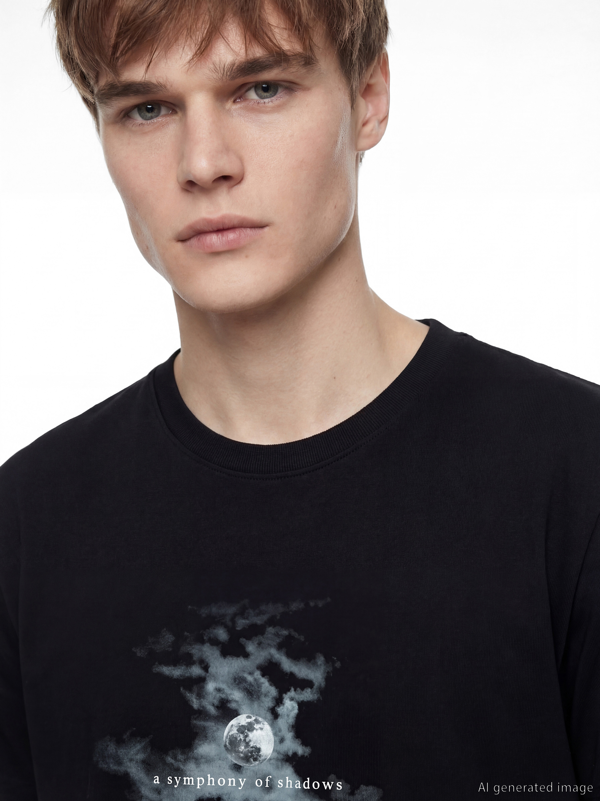 تي شيرت رجالي مطبوع بياقة دائرية من الجيرسي-2