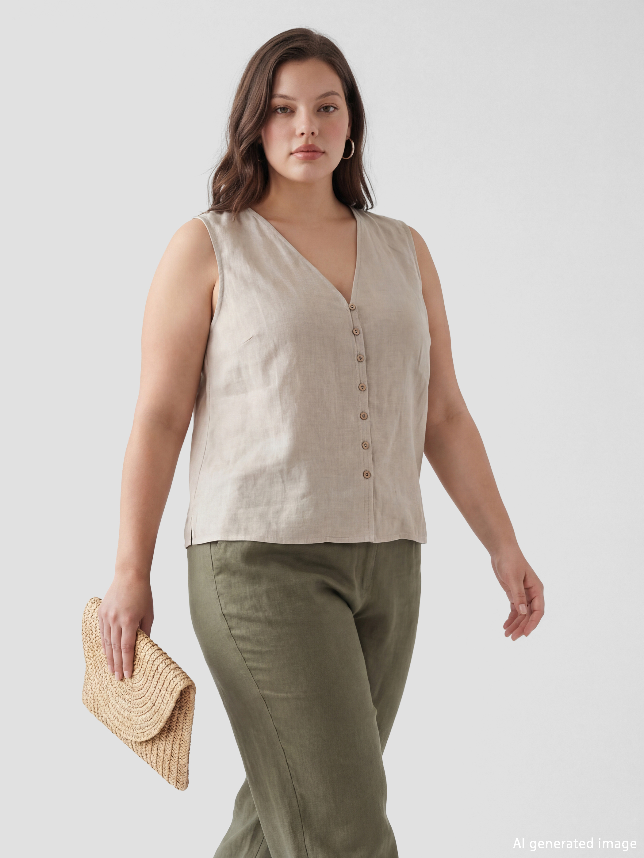 Bej V Yaka Keten Bluz-1