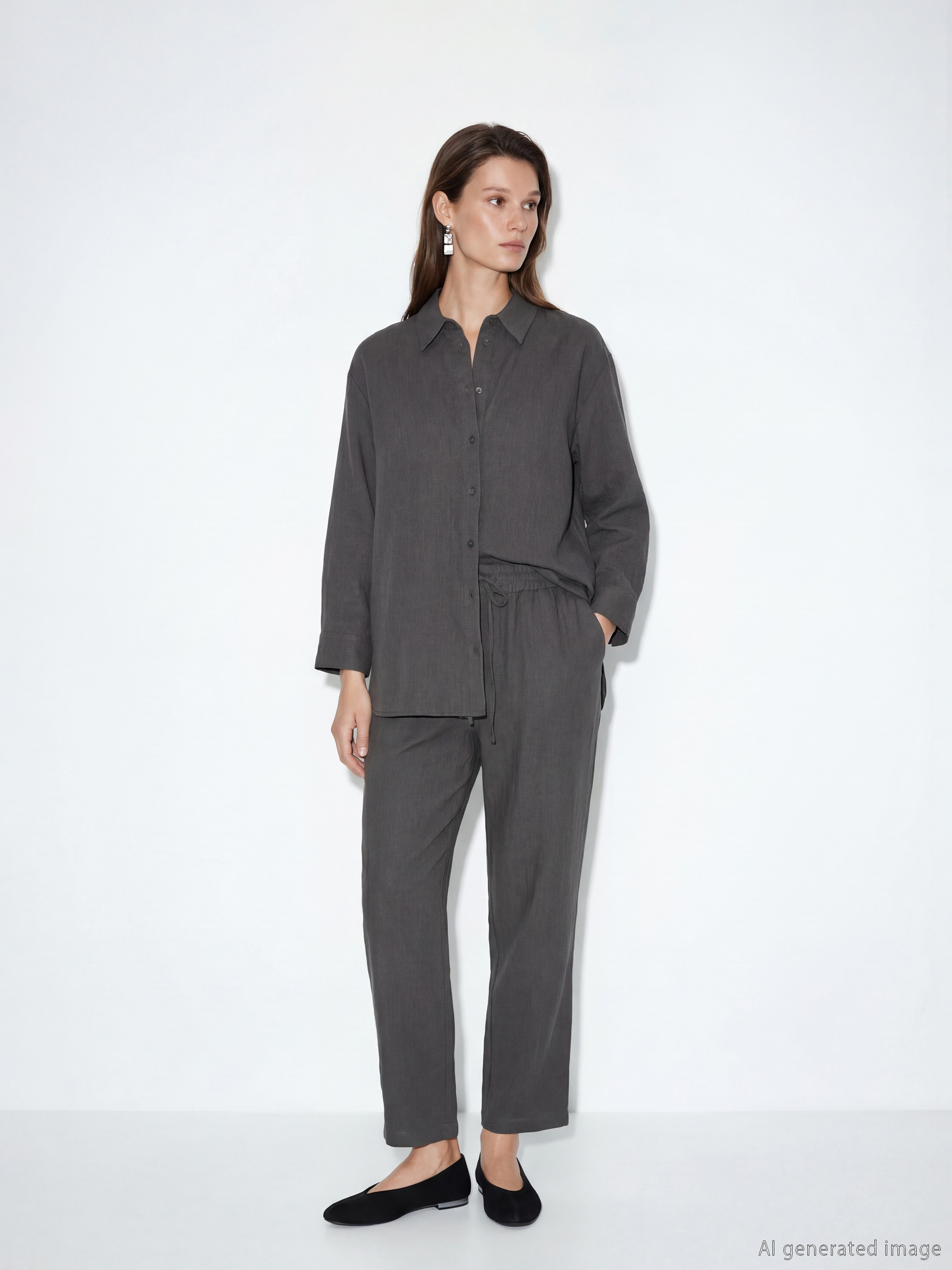 Antrasit Müslin Kadın Gömlek Tunik	-1