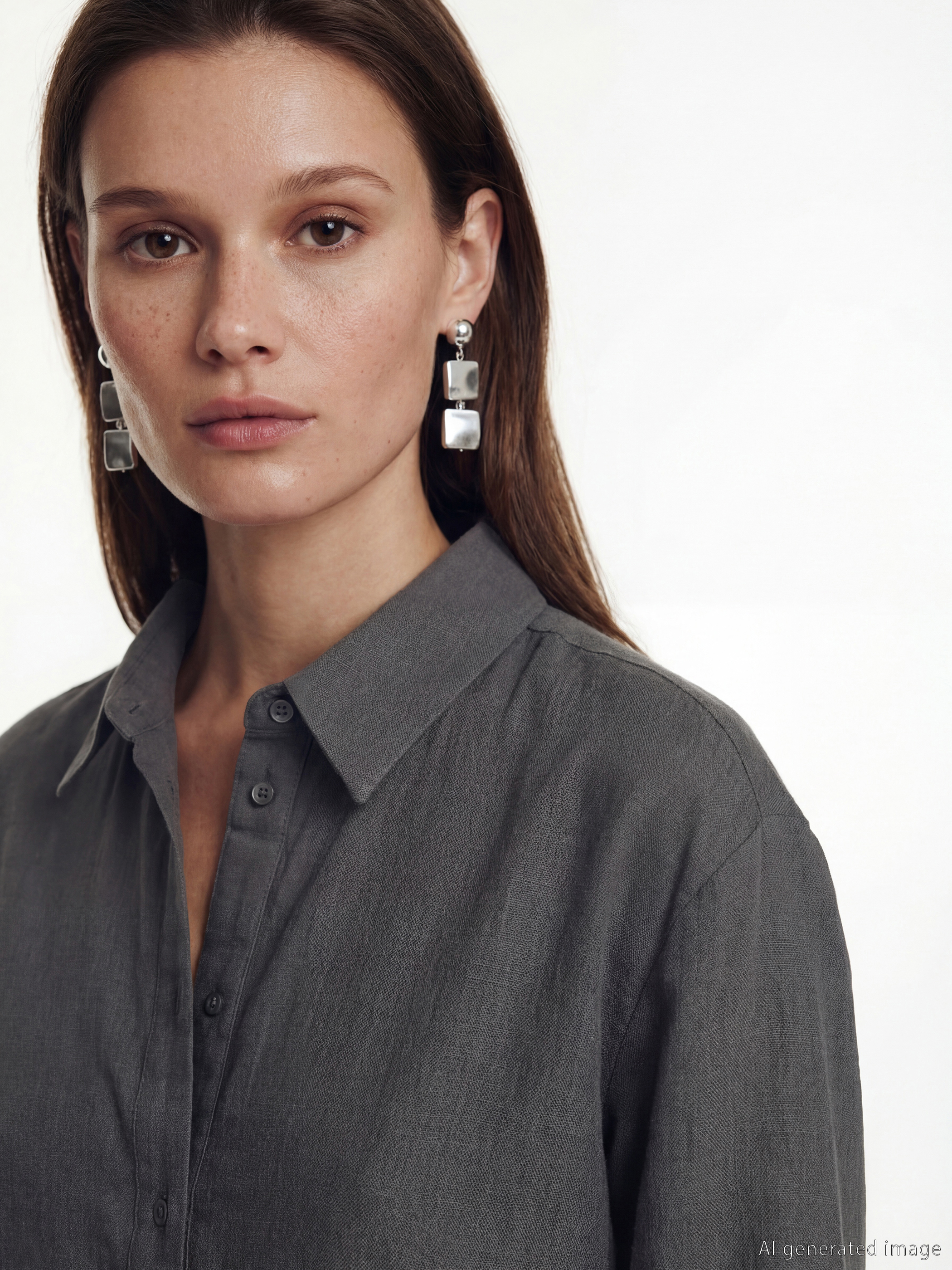 Antrasit Müslin Kadın Gömlek Tunik	-2