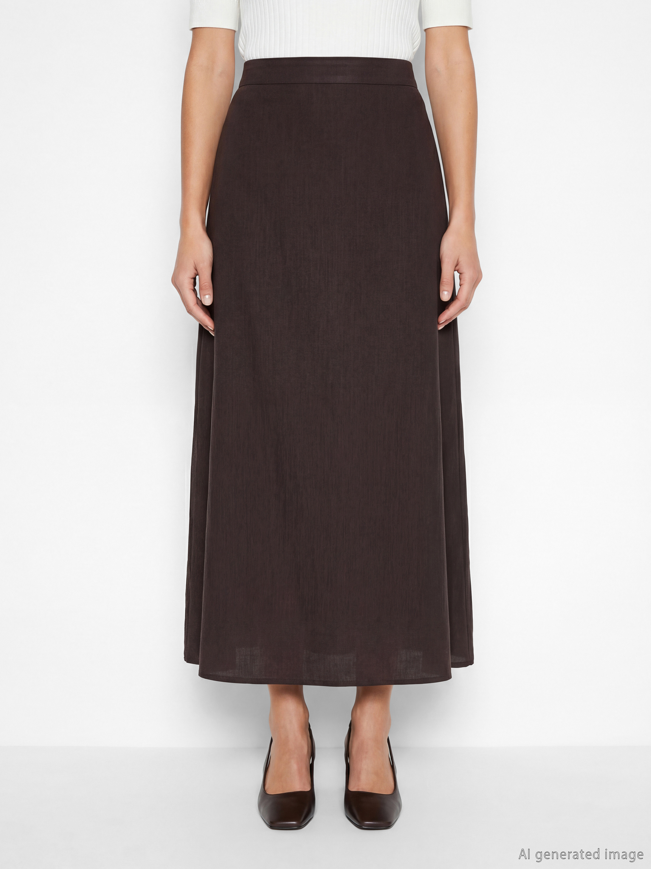 Kahverengi Beli Lastikli Dokulu Kloş Etek	-2