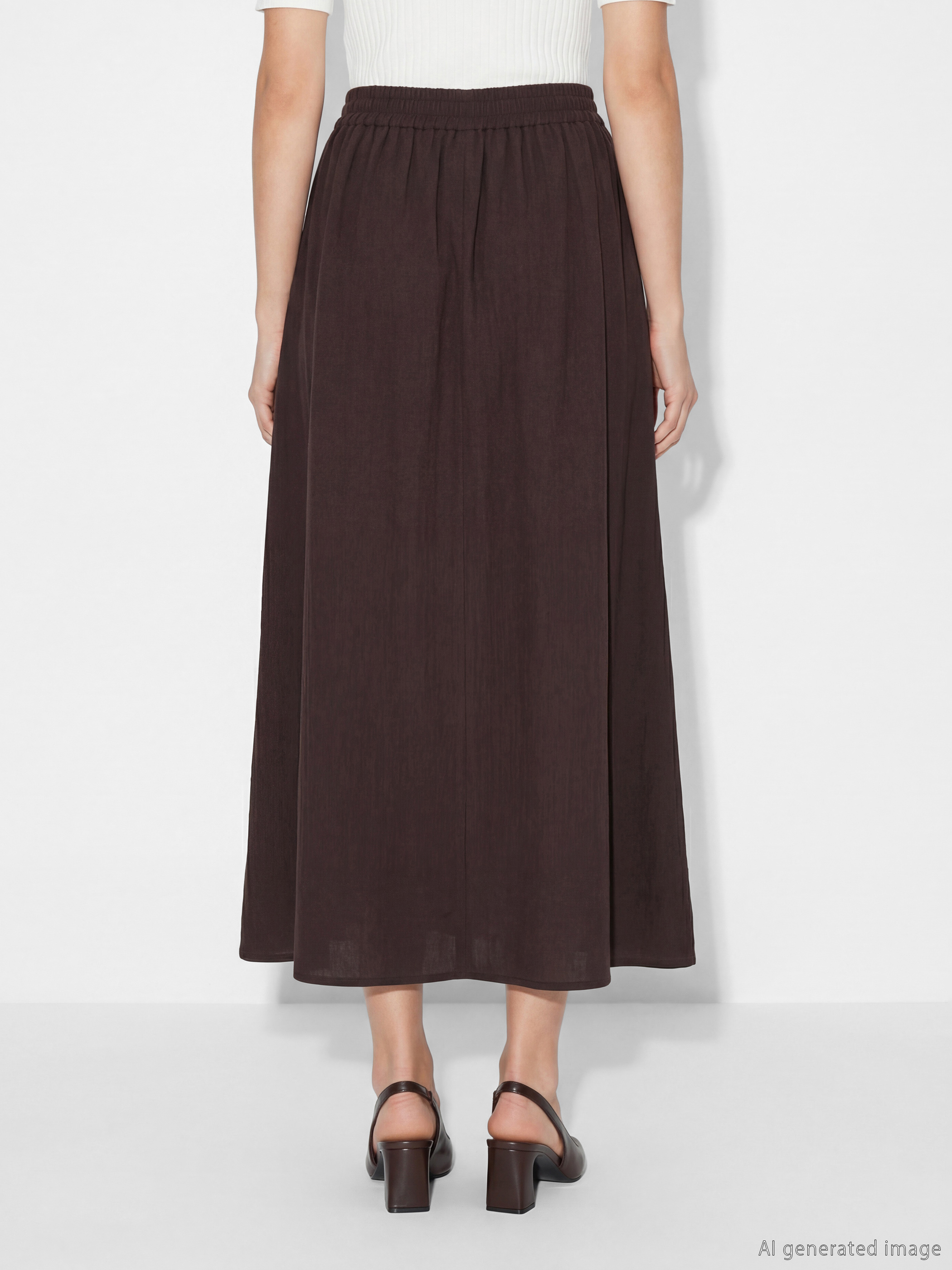 Kahverengi Beli Lastikli Dokulu Kloş Etek	-6