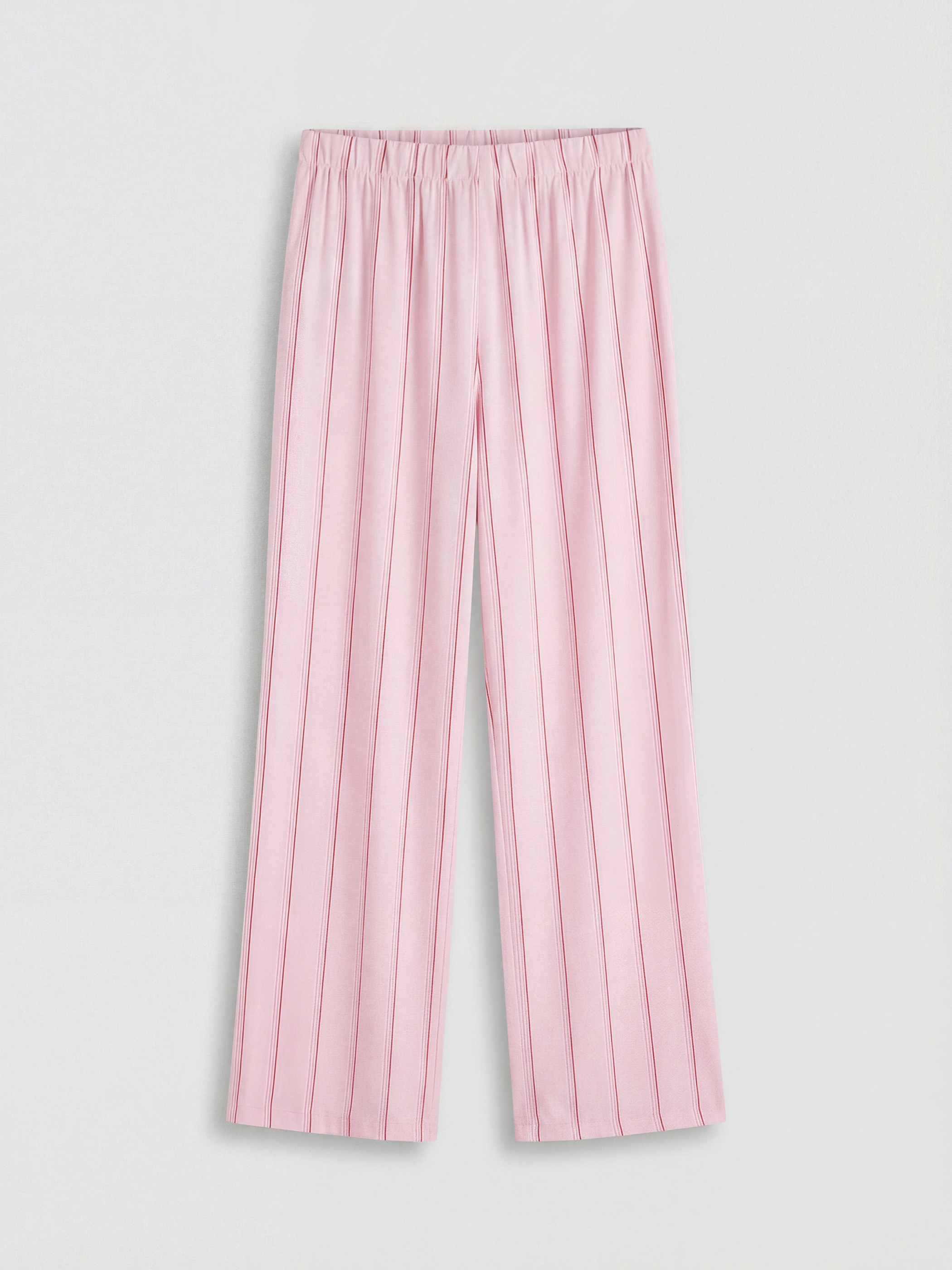 Pembe Gömlek Yaka Çizgili Kadın Pijama Takım-12