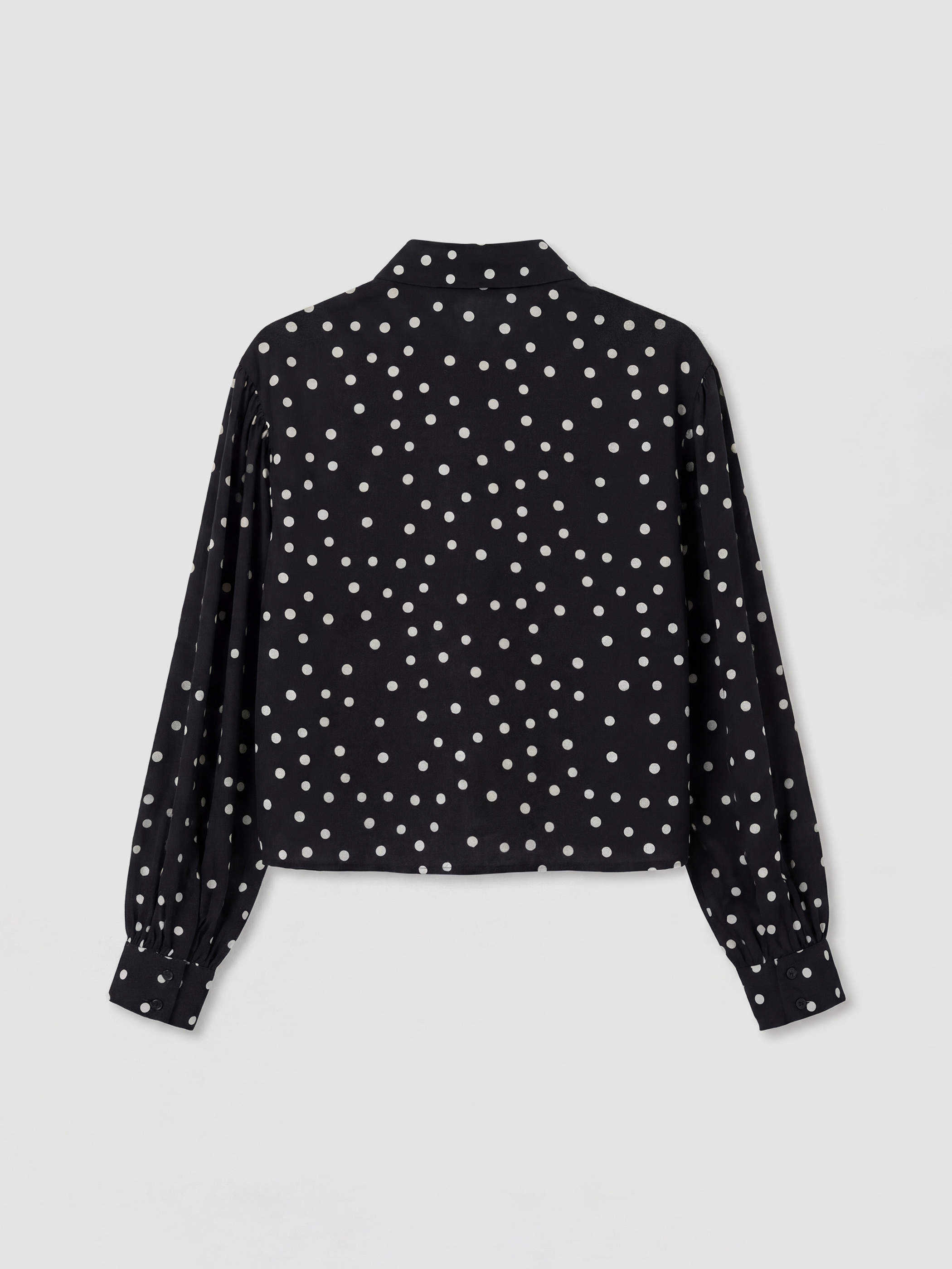 Siyah Puantiyeli Poplin Kadın Gömlek-9