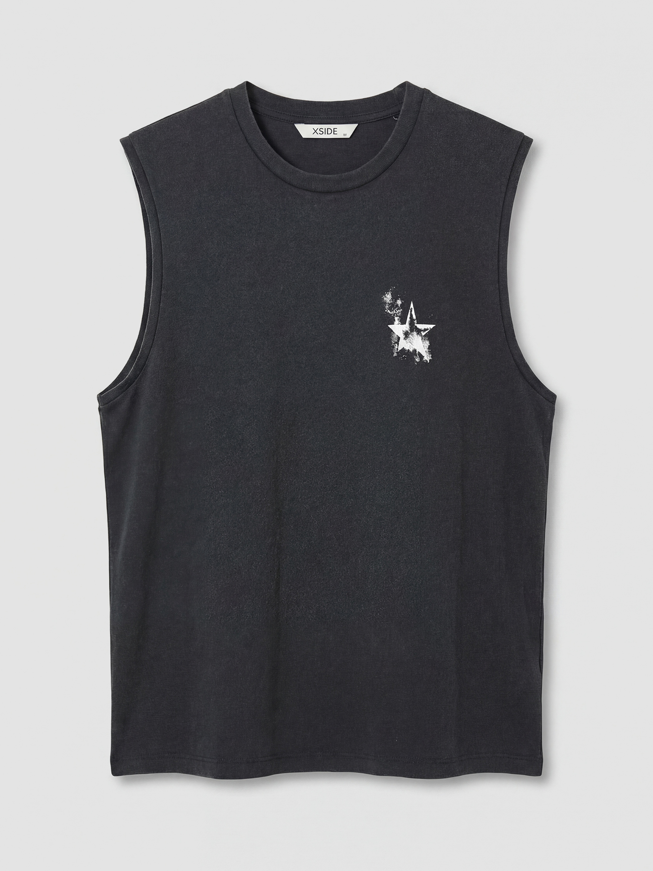 Мъж Черно Безръкавна тениска-3