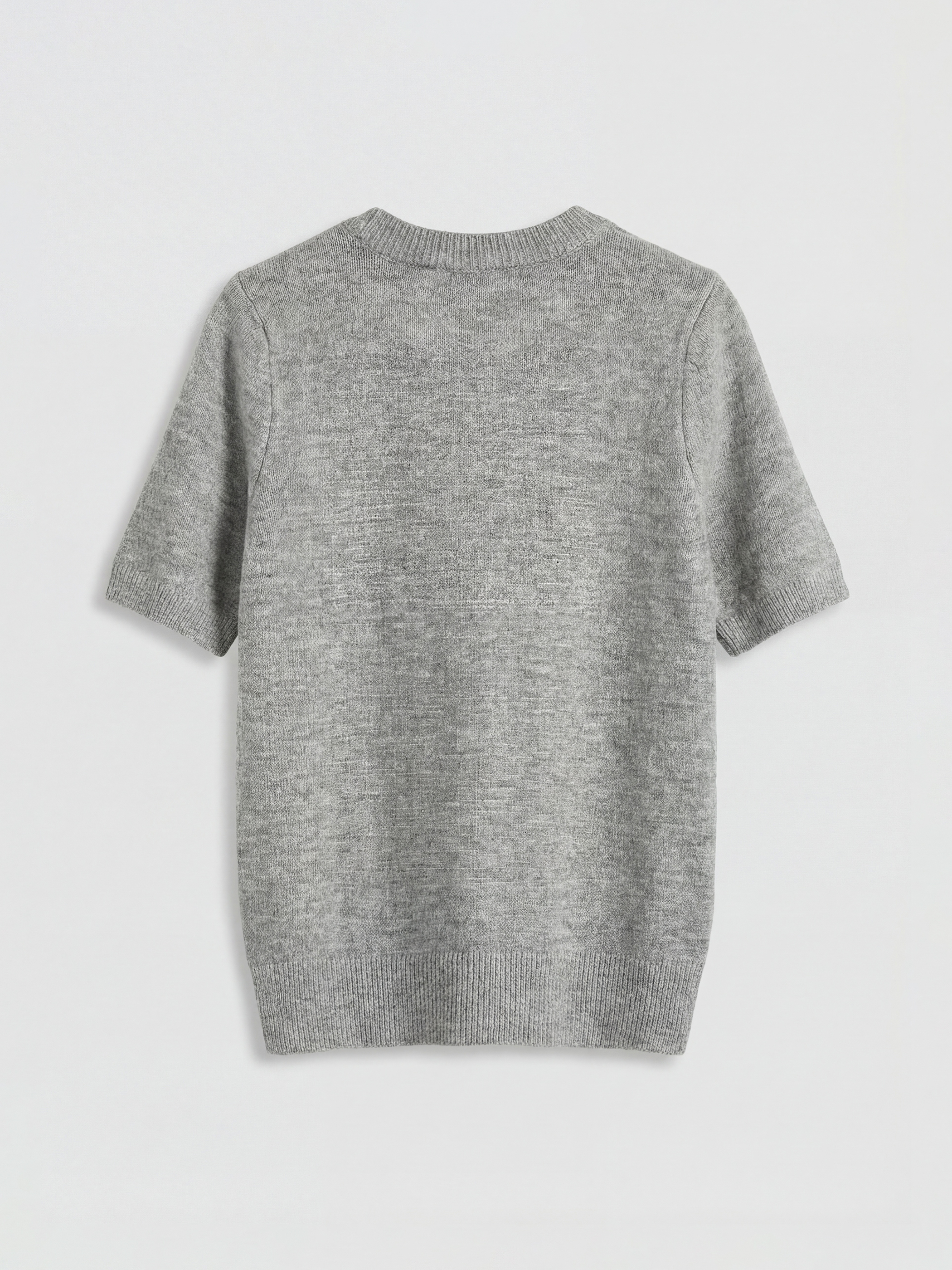 Gri Bisiklet Yaka Taşlı Kadın Triko Kazak-1