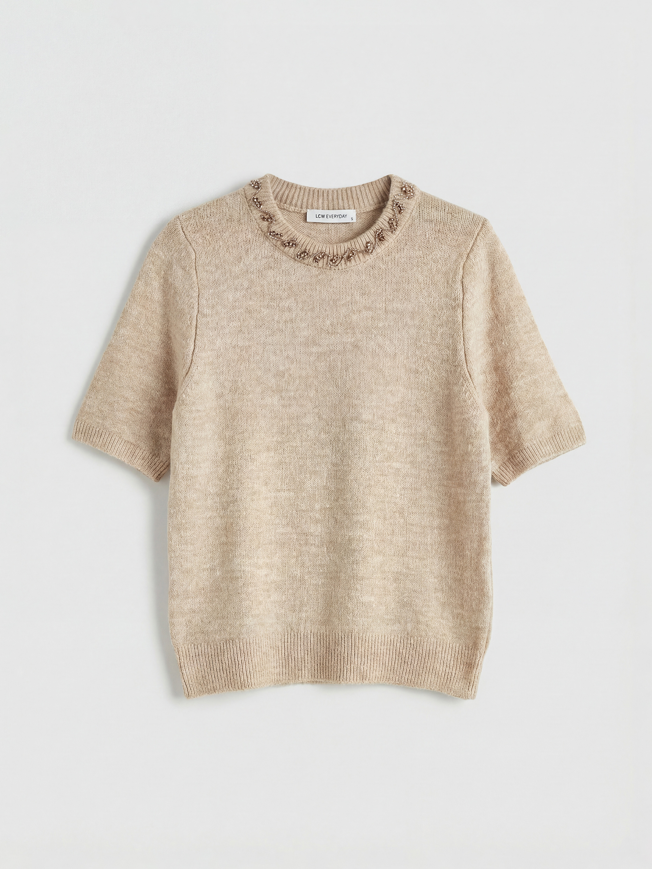 LCWAIKIKI Classic Bisiklet Yaka Taşlı Kadın Triko Kazak - S6J204Z8-MXN