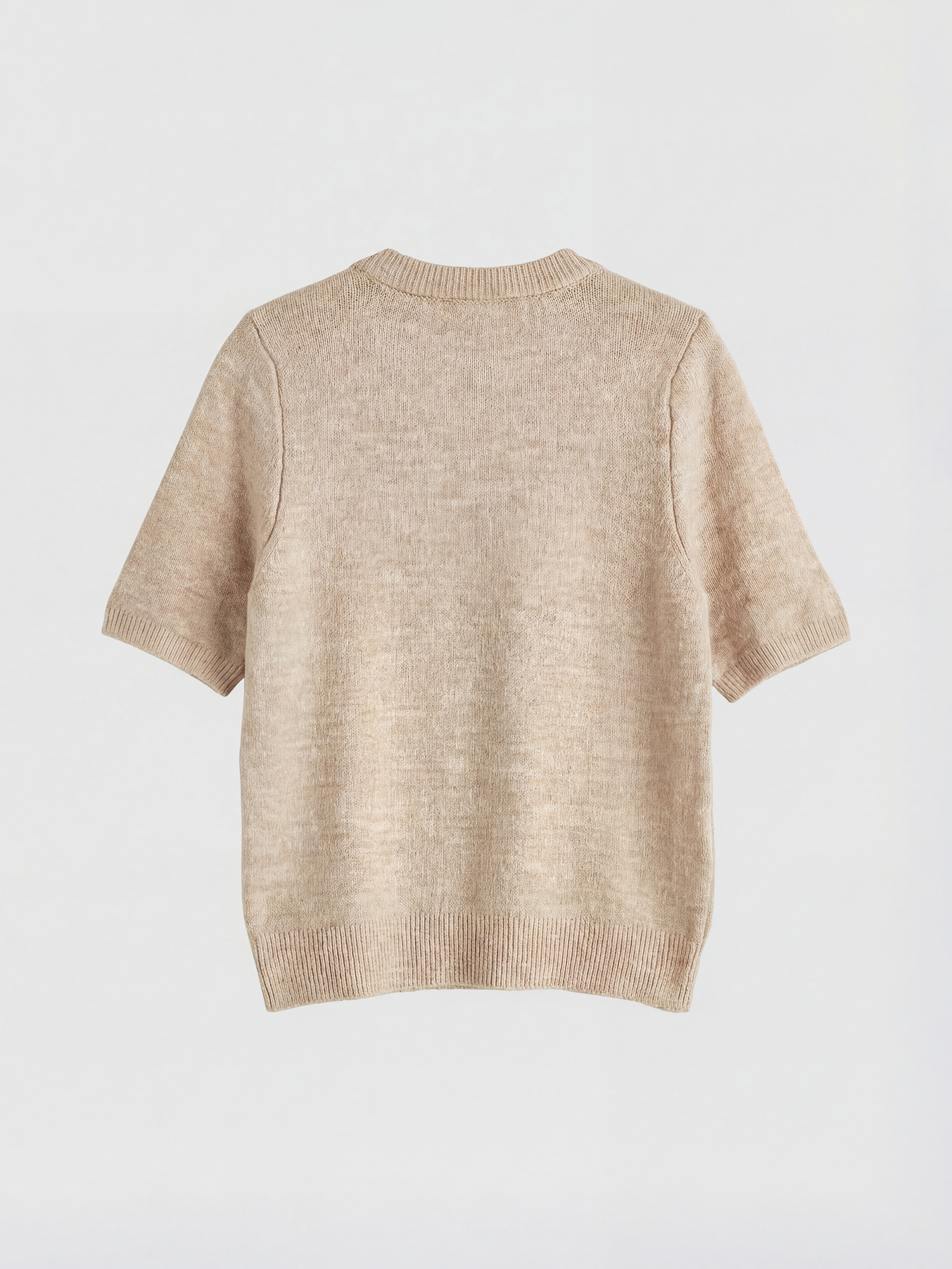 Bej Bisiklet Yaka Taşlı Kadın Triko Kazak-1