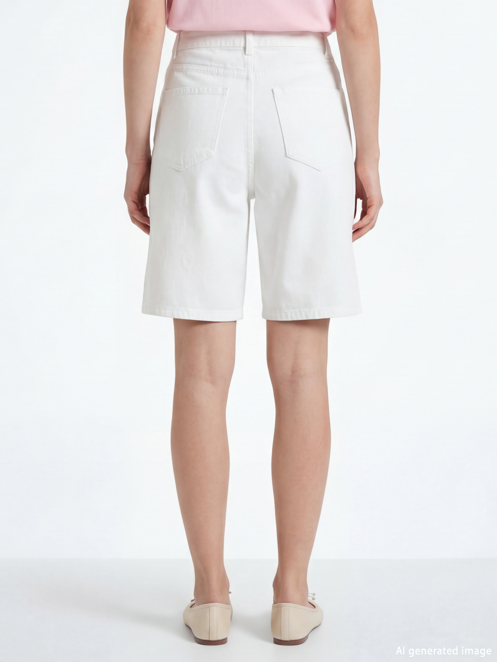 Woman WHITE Denim Shorts-4