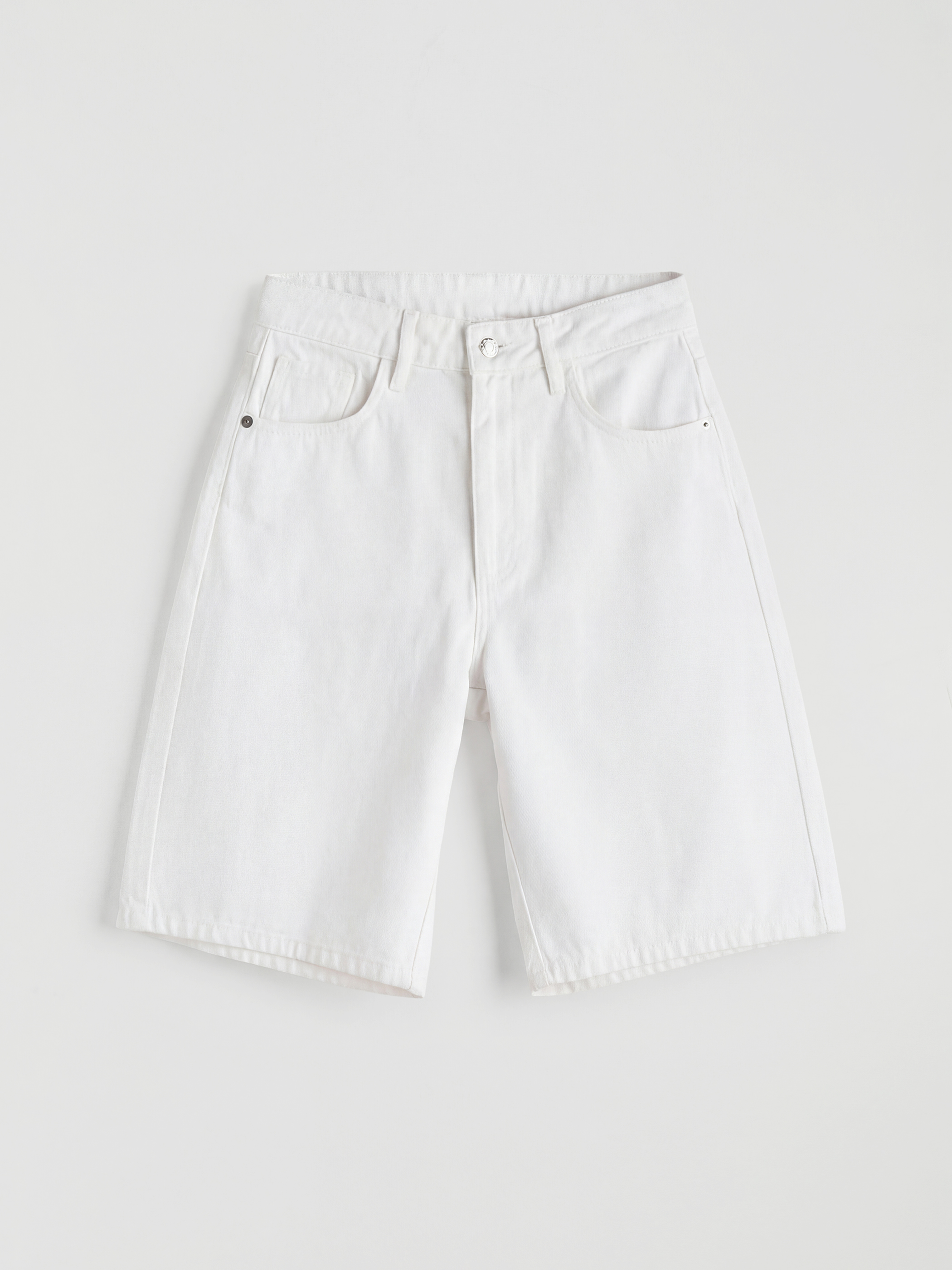 Woman WHITE Denim Shorts-5