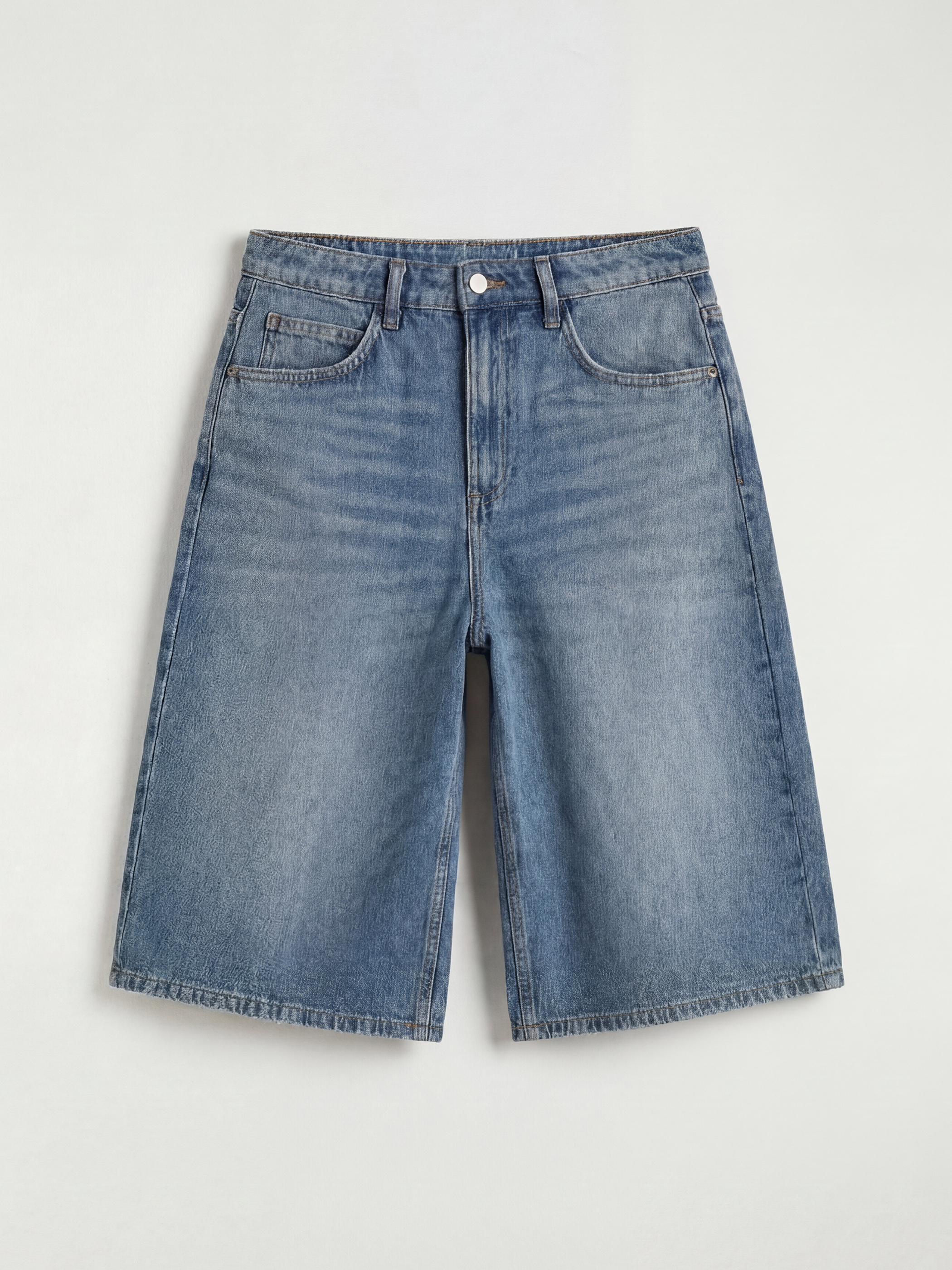 жоғары белді бермуд қондырмалы әйелдерге арналған деним шолақ шалбар-4