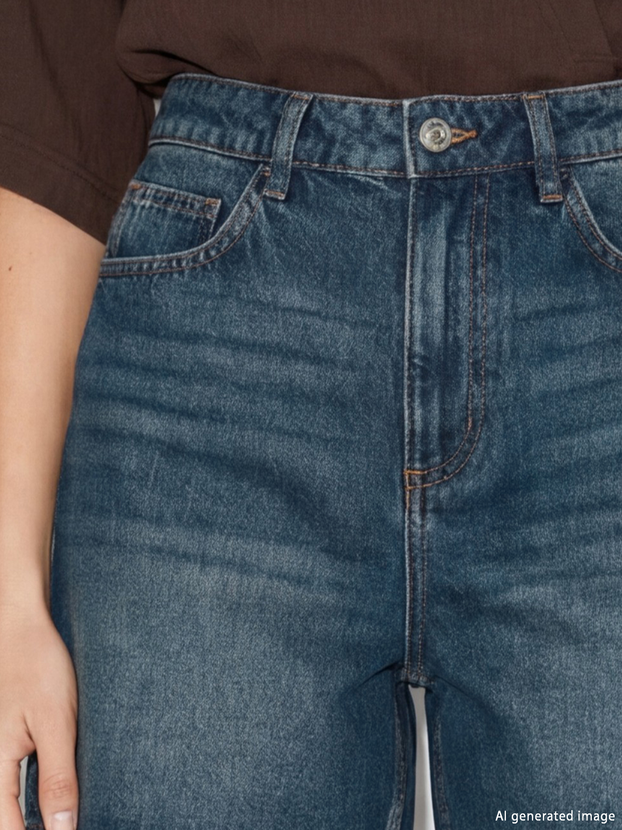 High Waisted Bermuda Fit Women's Denim Shorts-2