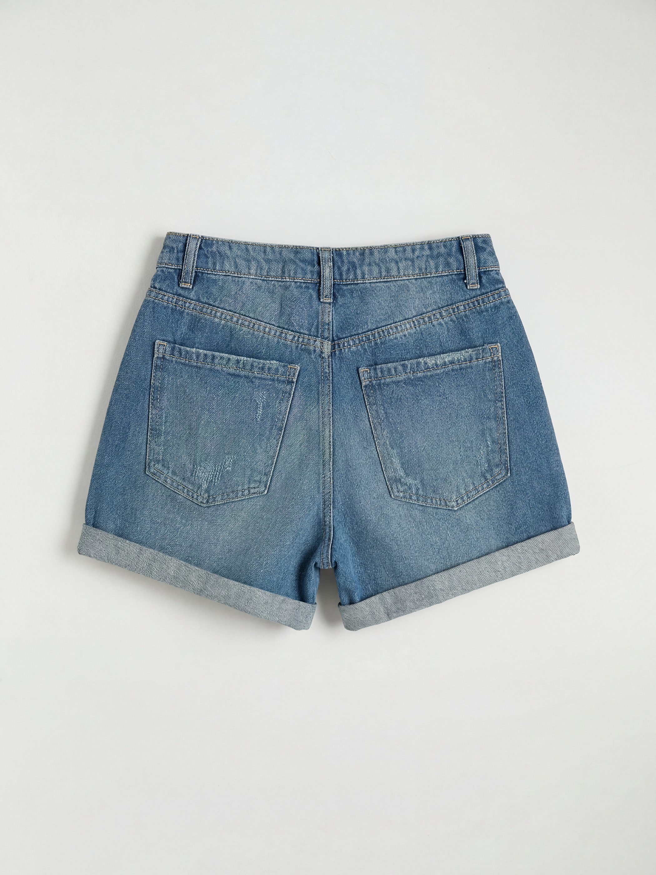 Distressed Detail Women's Denim Shorts-5