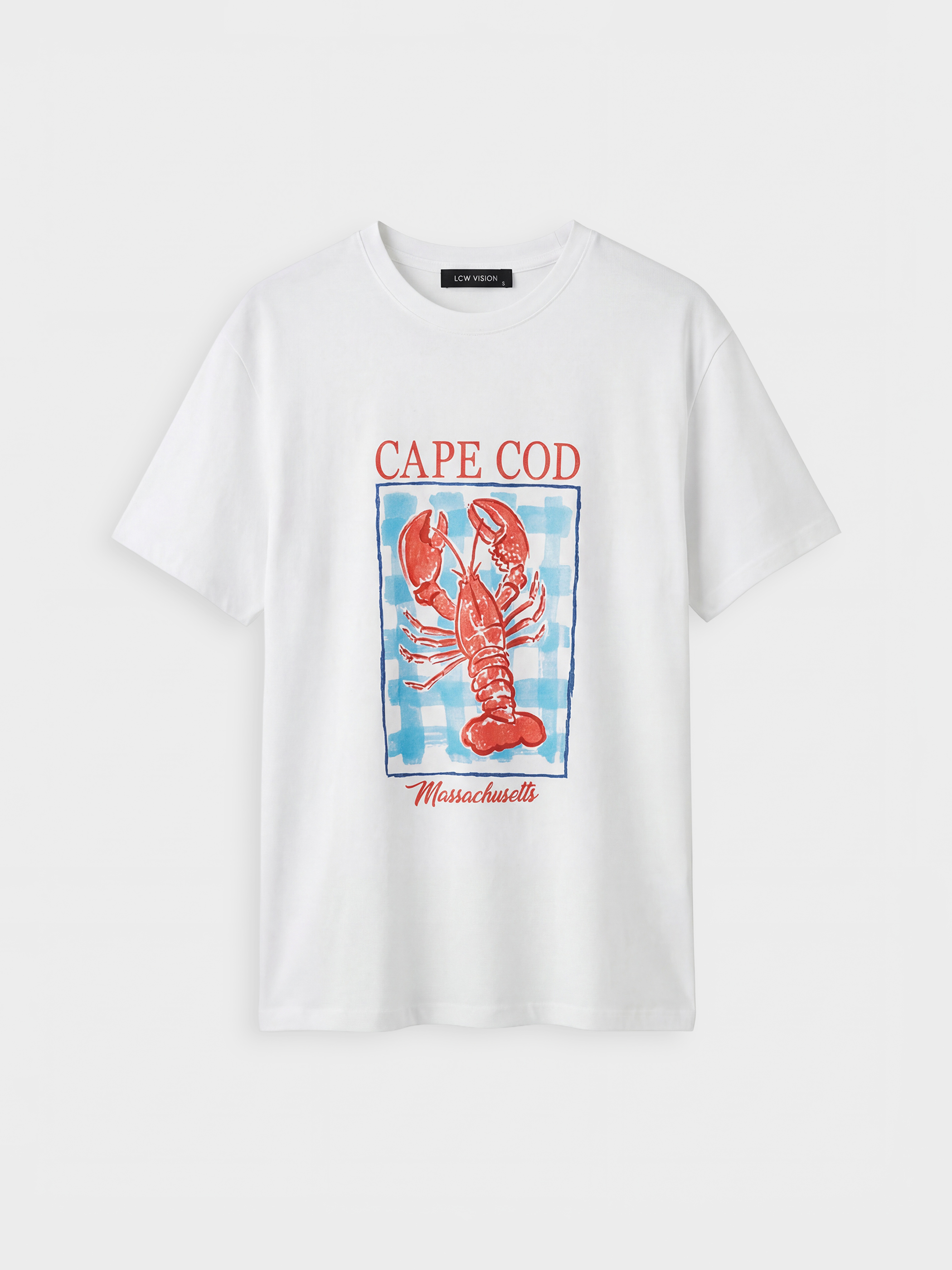 Beyaz Yengeç Baskılı Kadın Tişört-4