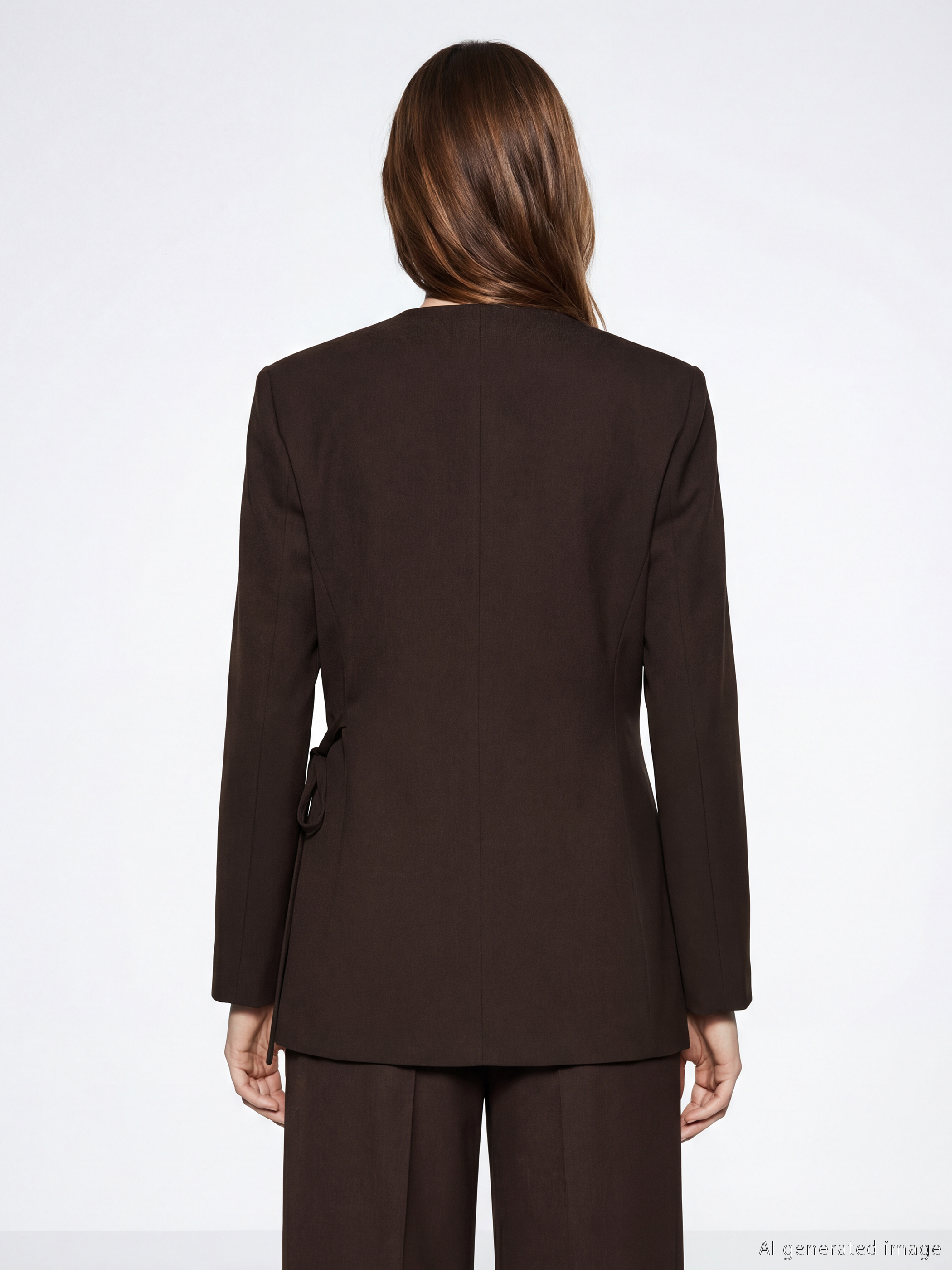 Kahverengi Kruvaze Yaka Kadın Blazer Ceket-8