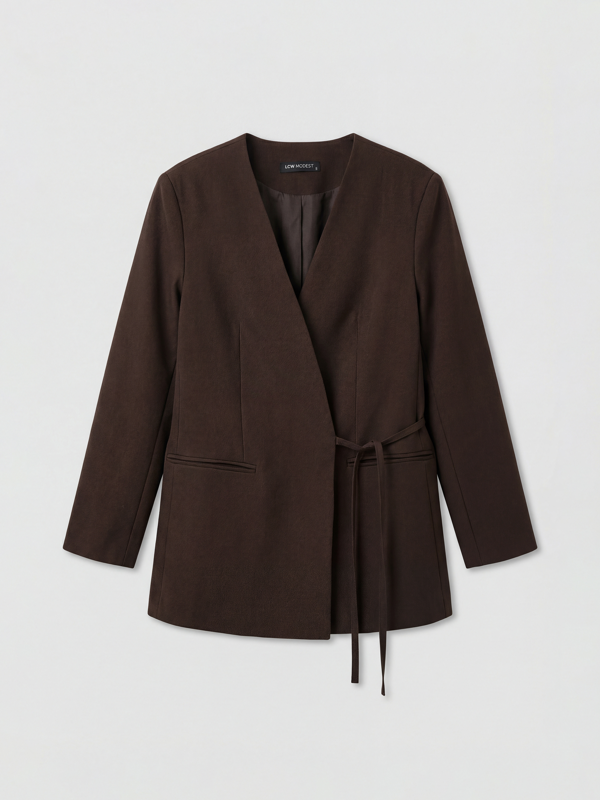 Kahverengi Kruvaze Yaka Kadın Blazer Ceket-14