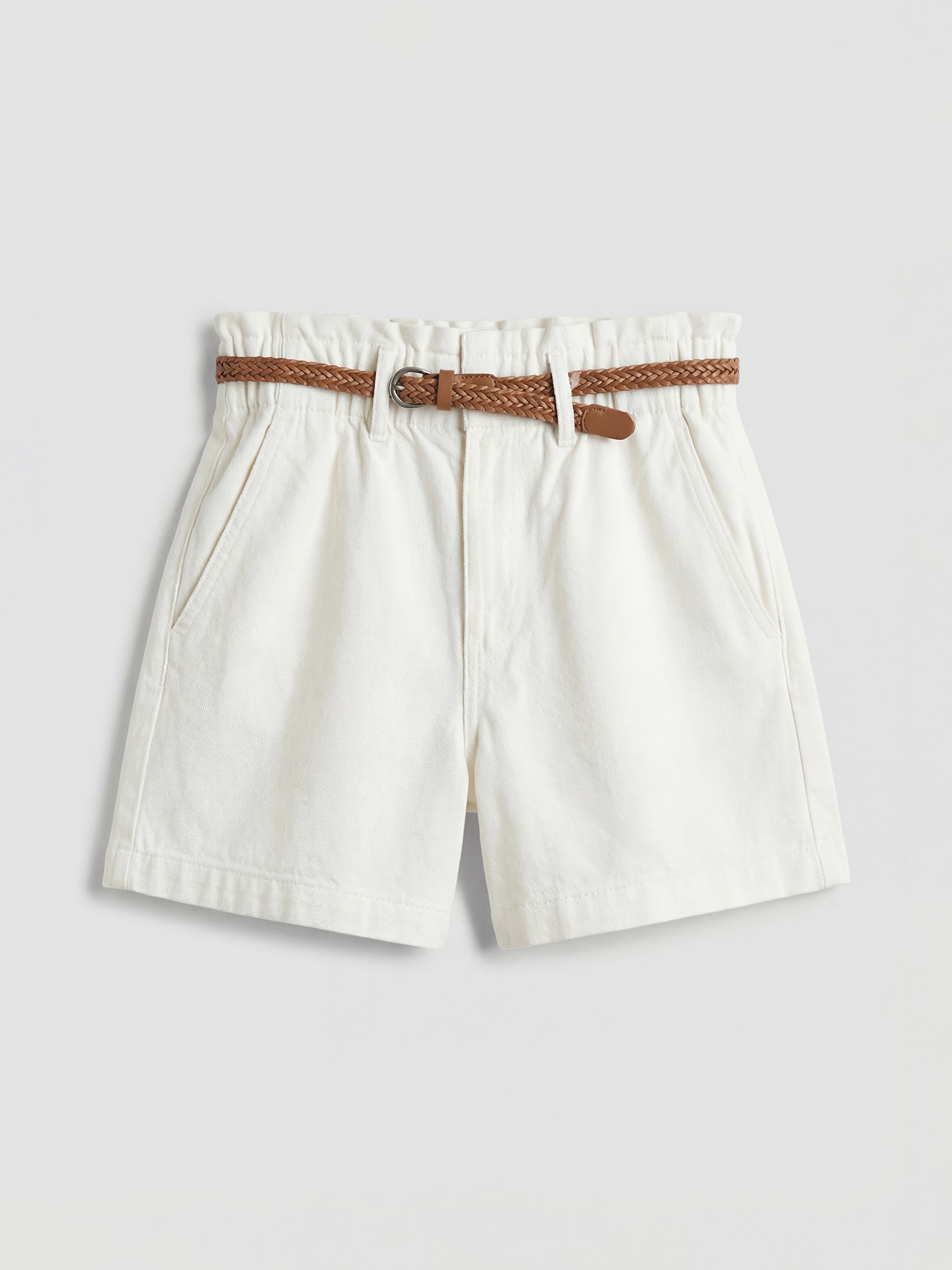 Waist Belted Women's Denim Shorts-4