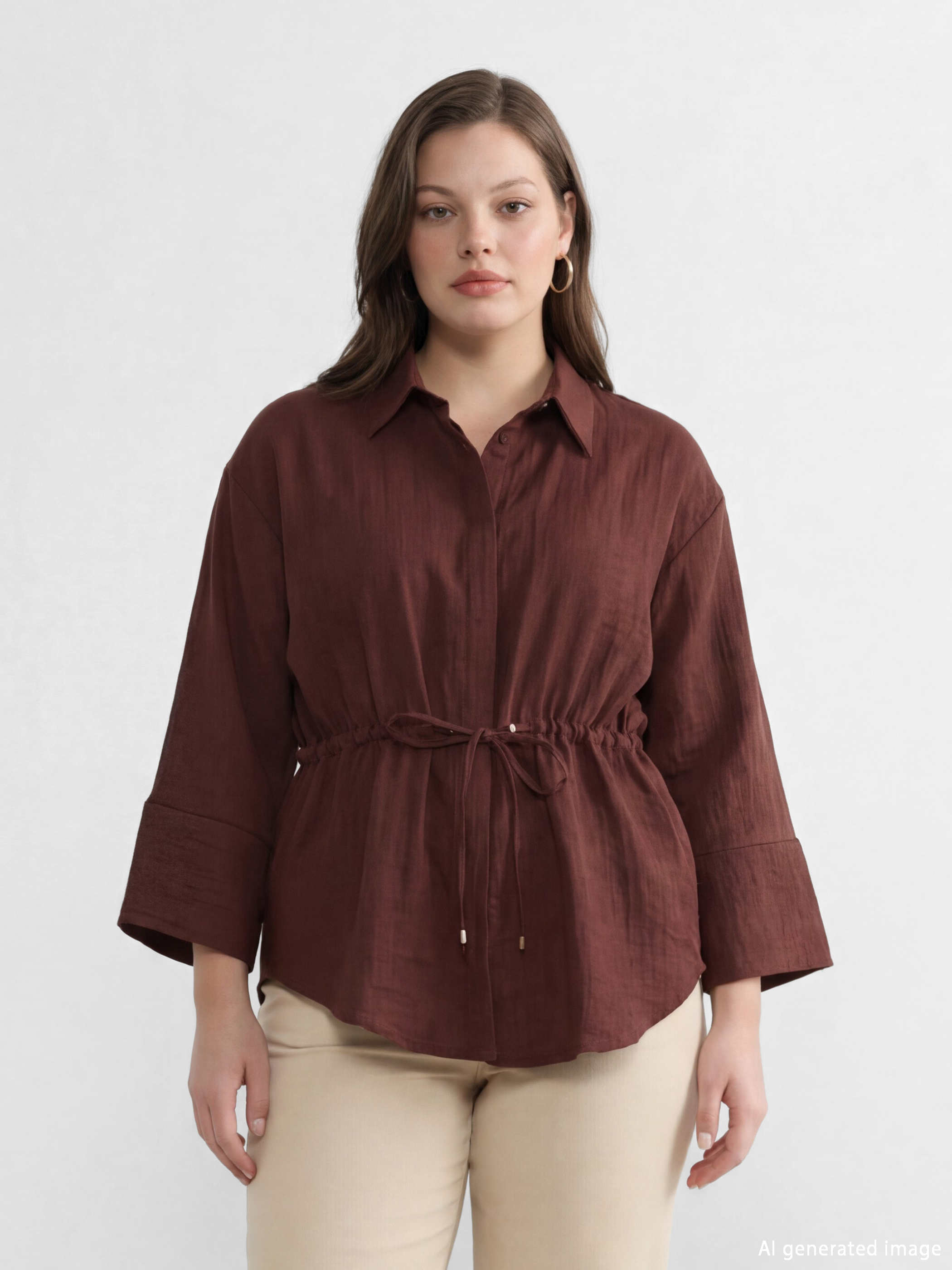 قميص تونيك مزخرف أوفراسايز للنساء-2