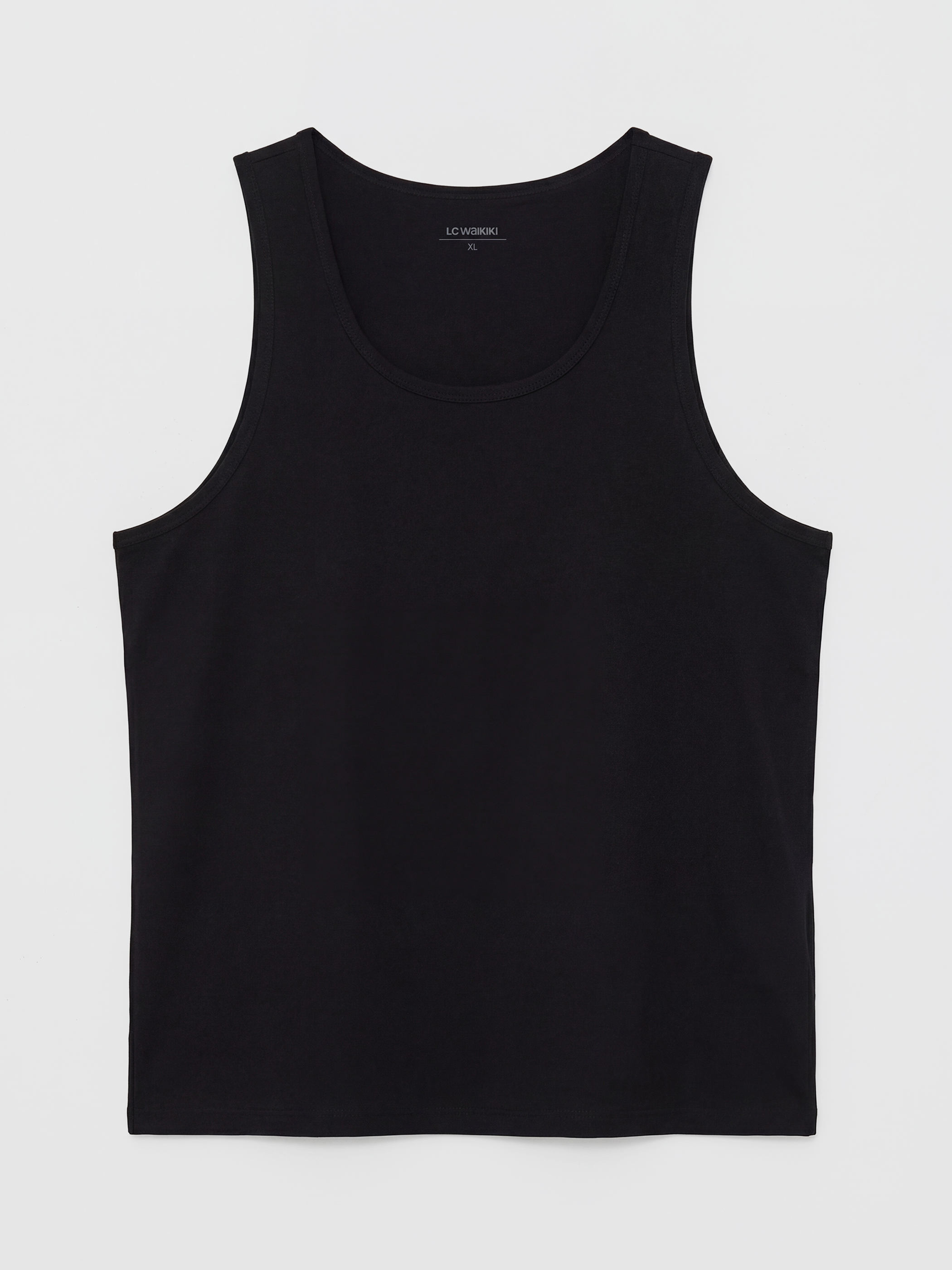 Siyah U Yaka Penye Erkek Atlet 2'li-3