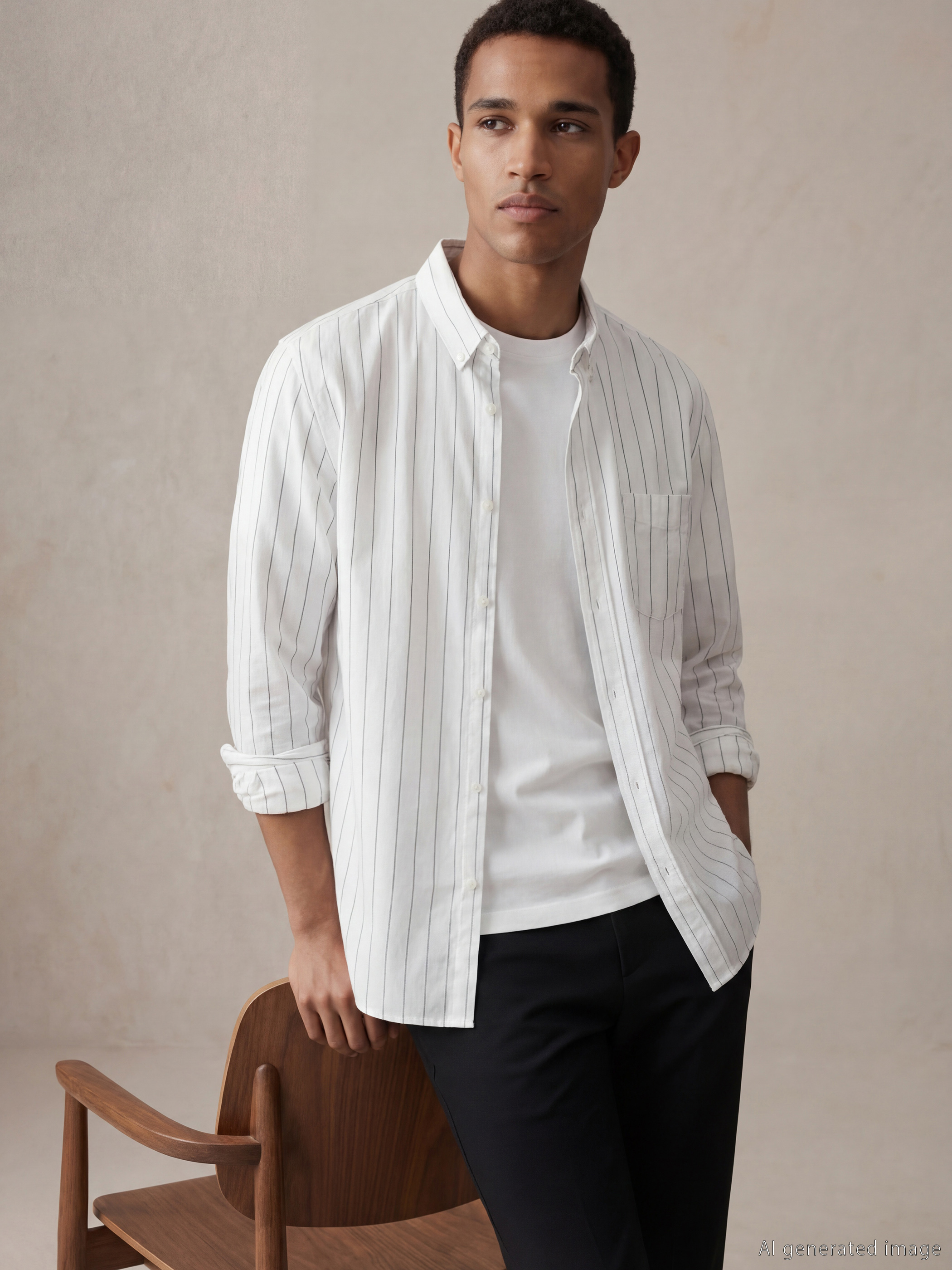 LCW Vision Regular Fit Çizgili Oxford Erkek Gömlek - S6JA89Z8-MXM