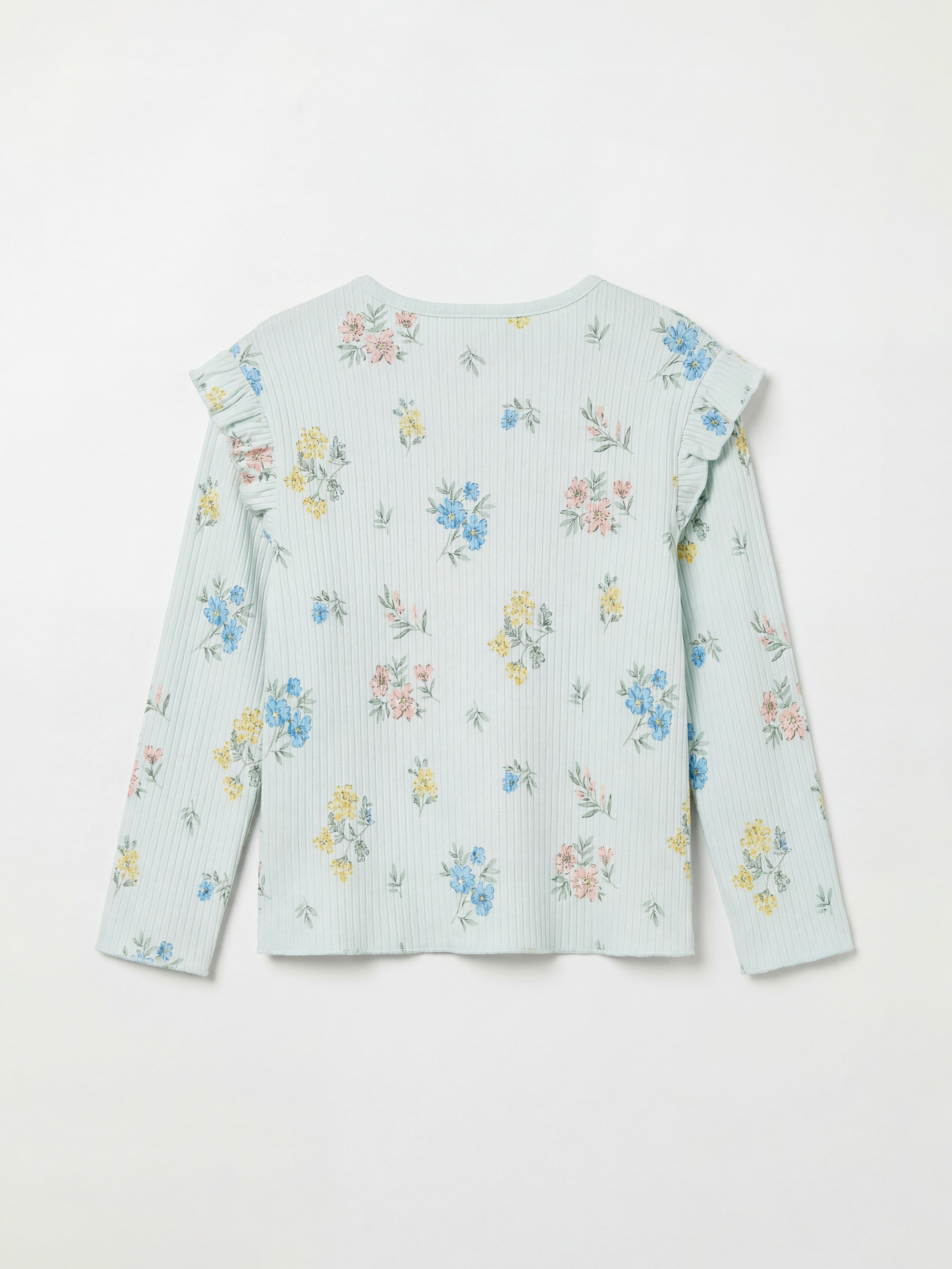 Yeşil Çiçek Baskılı Kız Bebek Fırfırlı Bluz ve Tayt-2