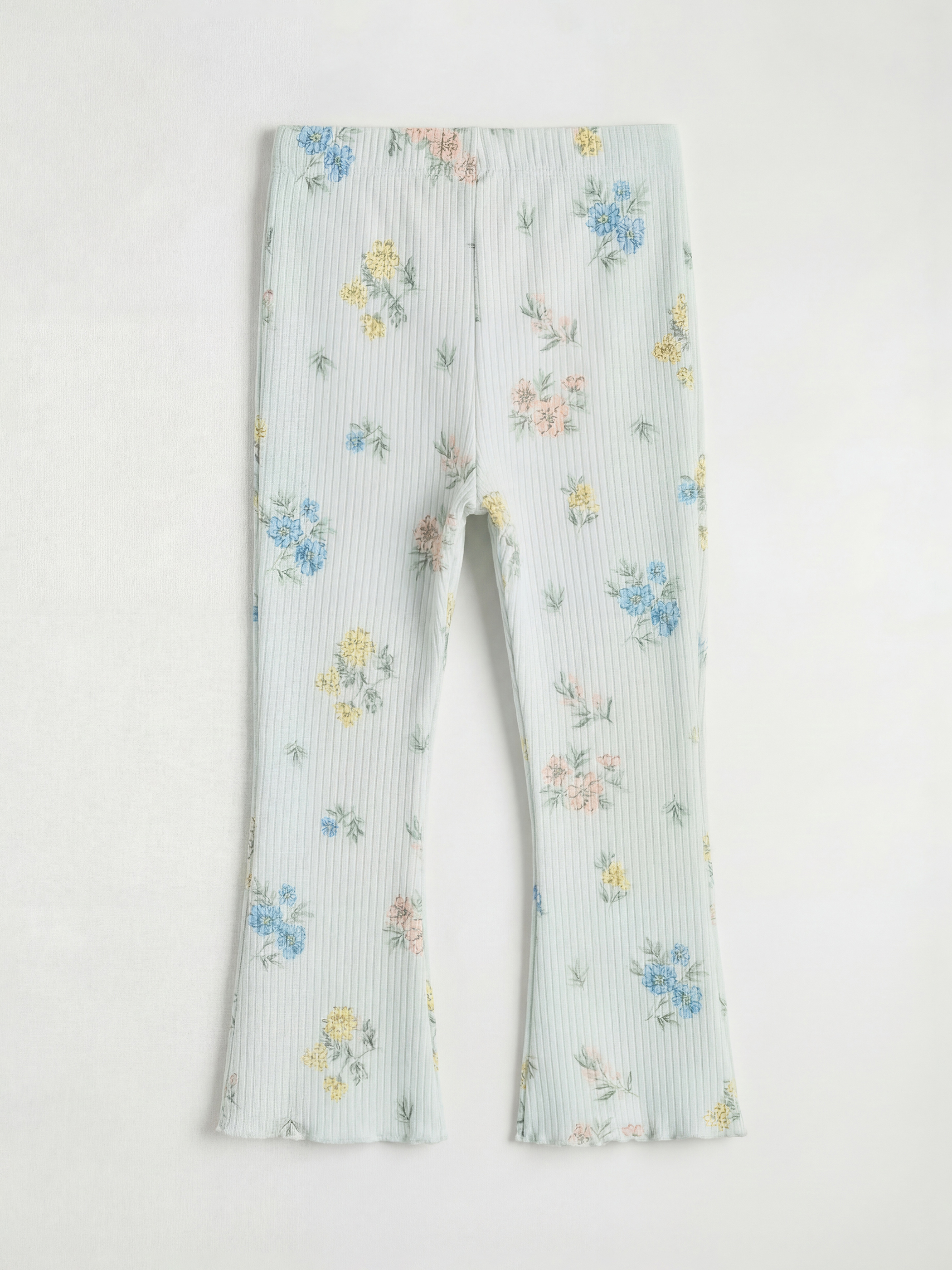 Yeşil Çiçek Baskılı Kız Bebek Fırfırlı Bluz ve Tayt-4