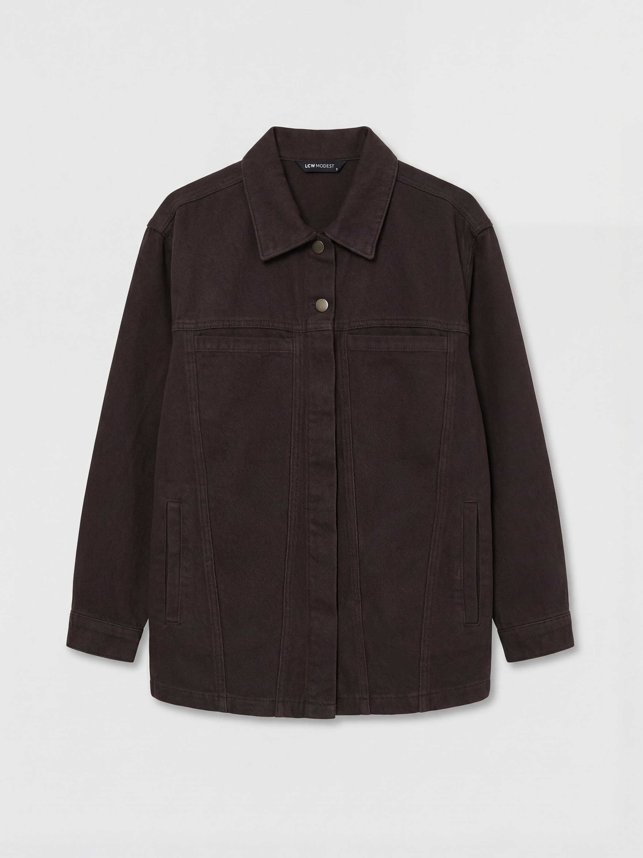 LCW Modest Gömlek Yaka Oversize Kadın Jean Ceket - S6JB78Z8-HGT