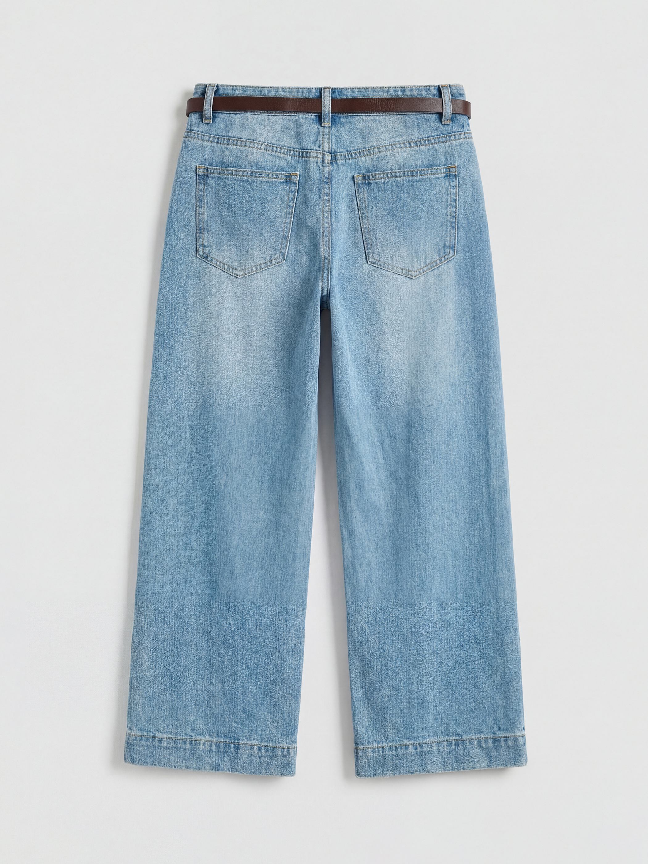 İndigo Yüksek Bel Wideleg Kadın Jean Pantolon-1