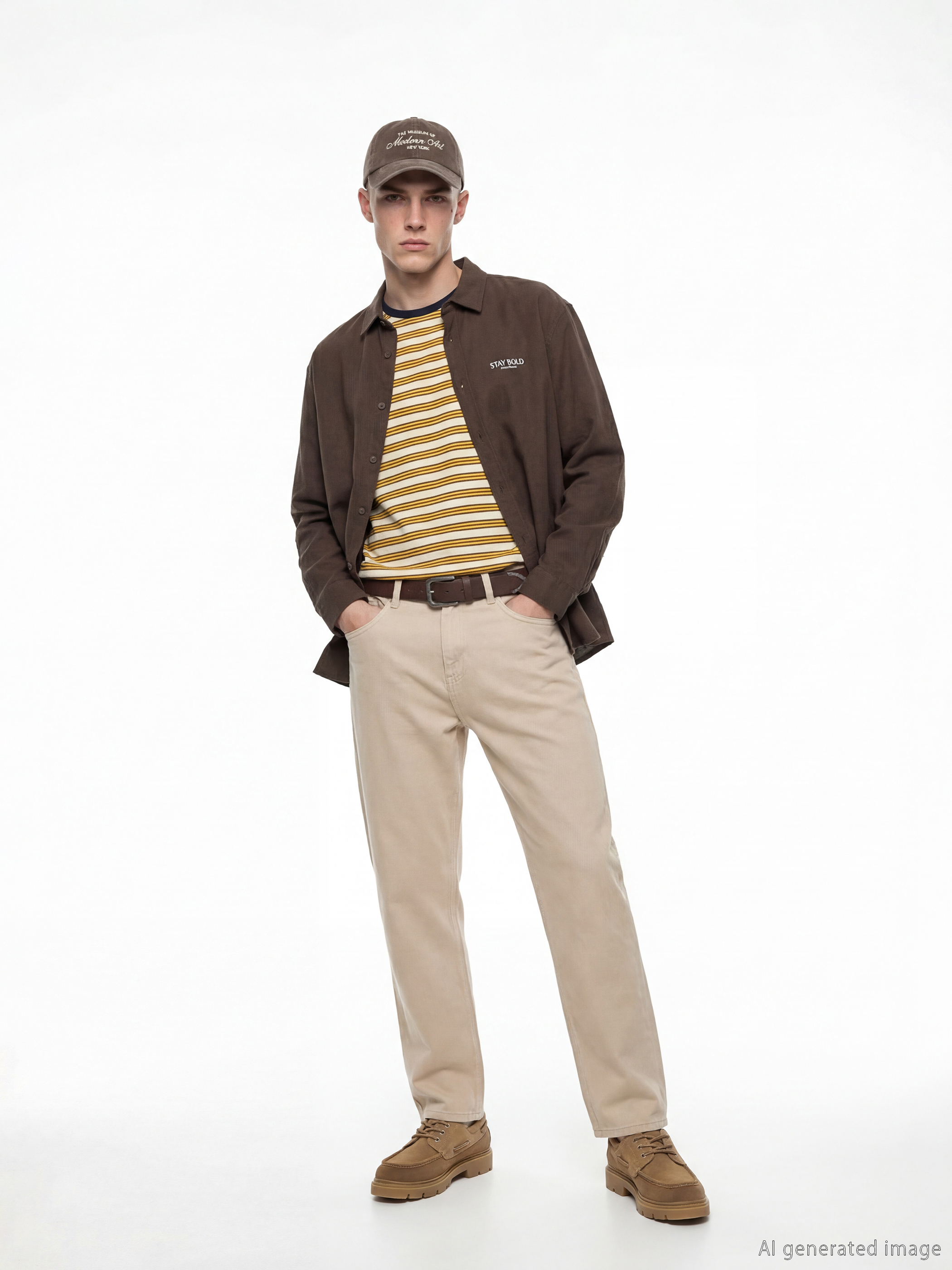 Bej Standart Kalıp Gabardin Erkek Pantolon-1