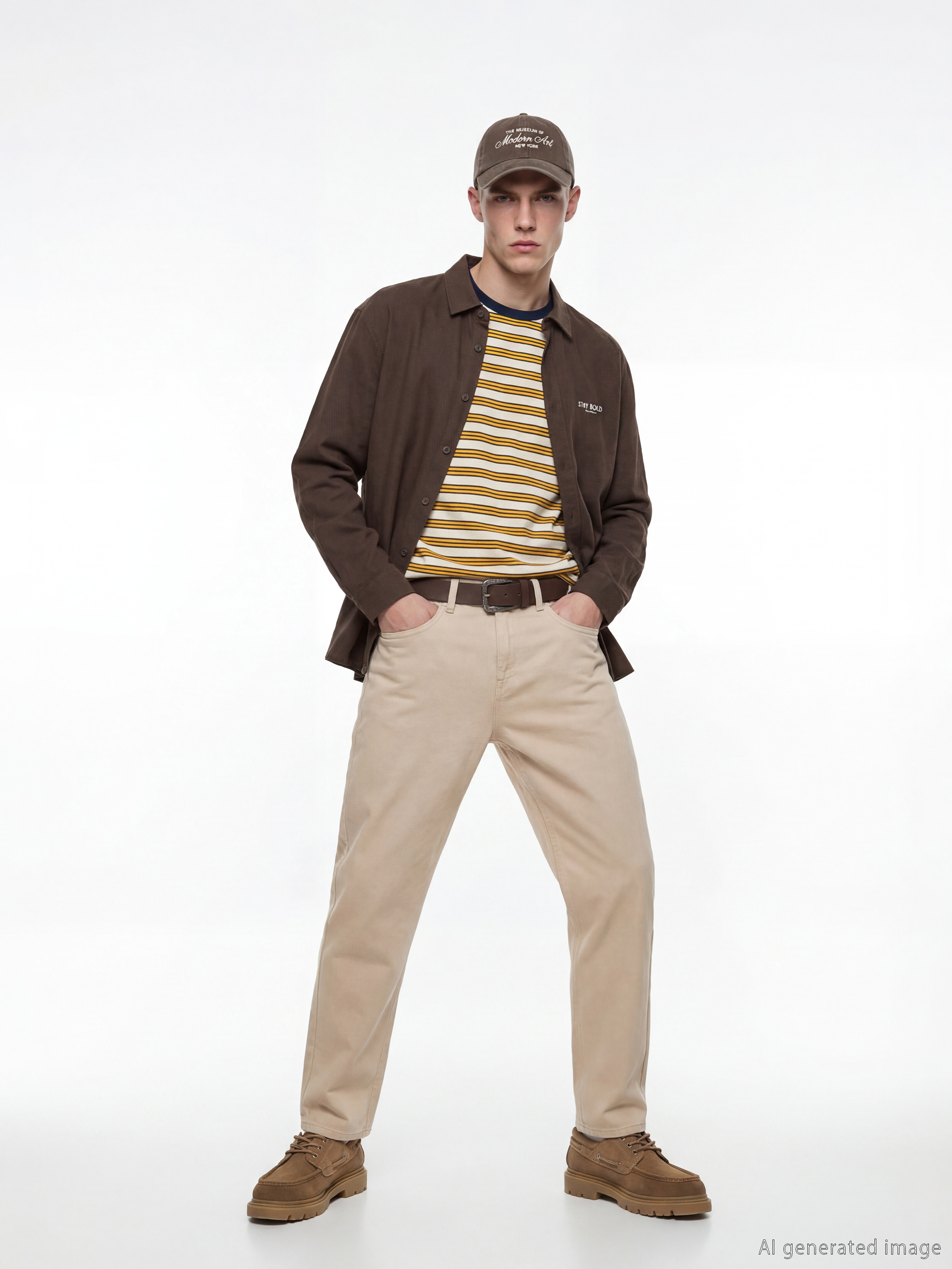 Bej Standart Kalıp Gabardin Erkek Pantolon-2