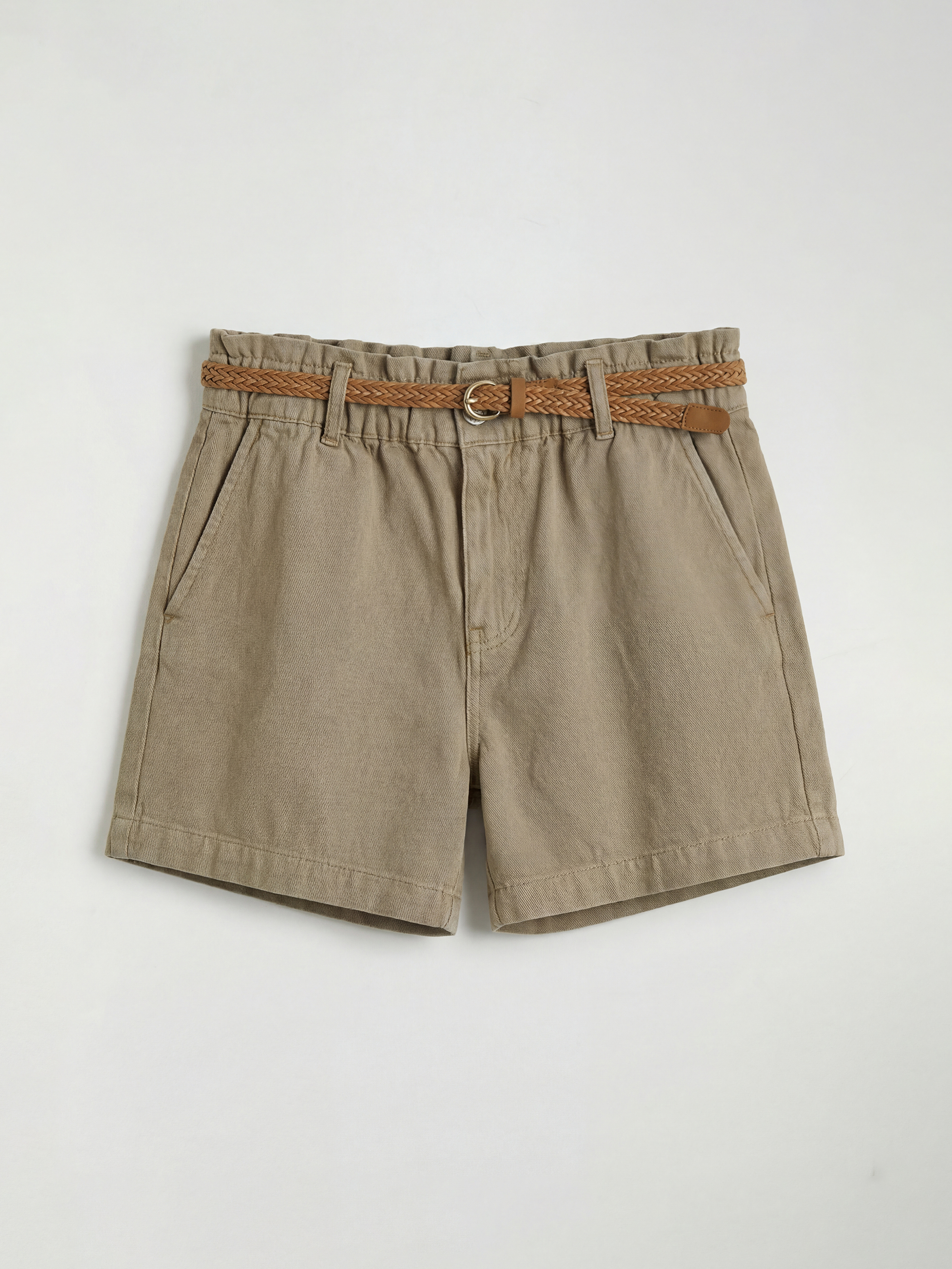 Woman KHAKI Denim Shorts-4
