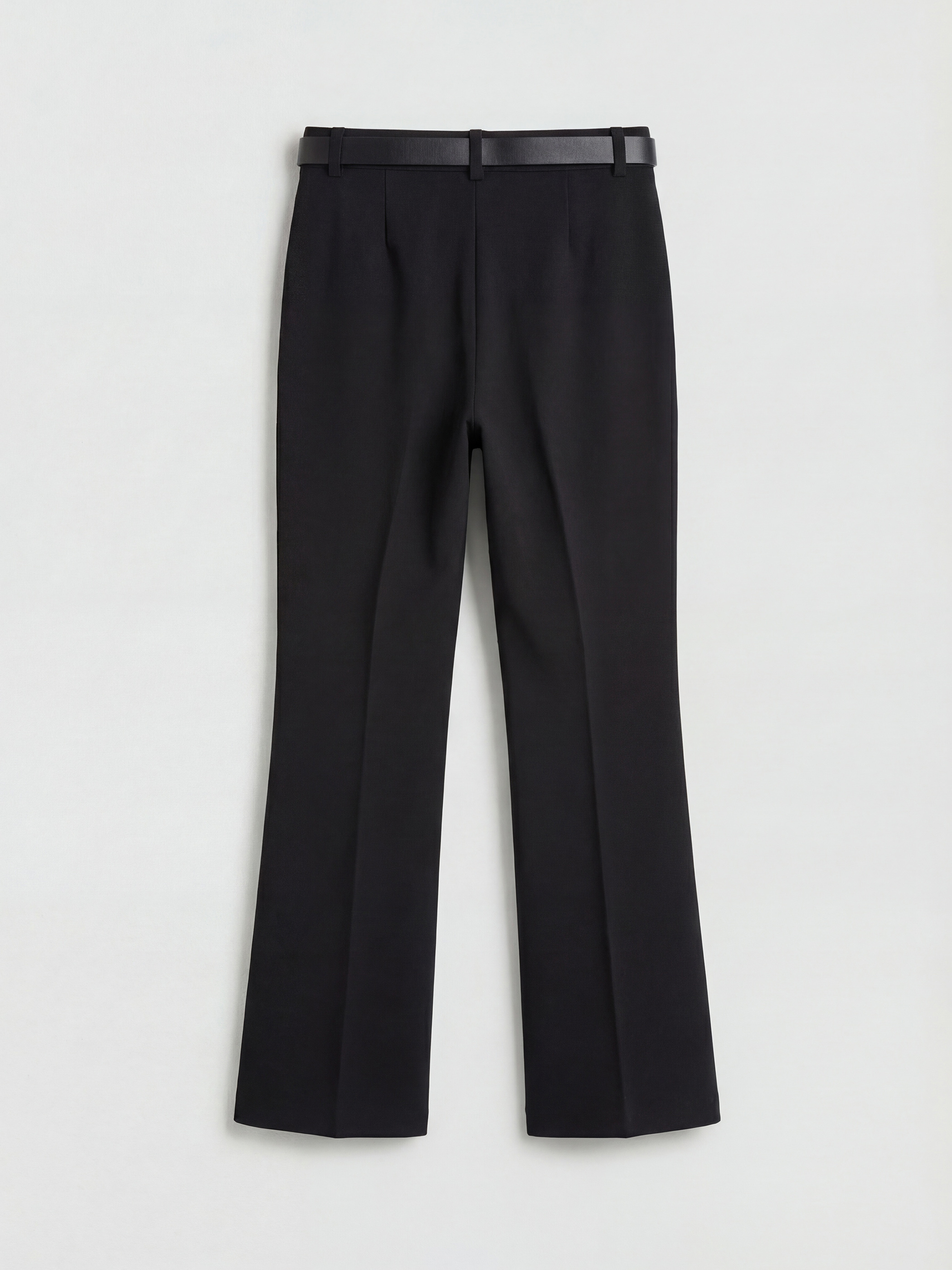 Gri Beli Kemerli Kadın Pileli Kumaş Pantolon	-1