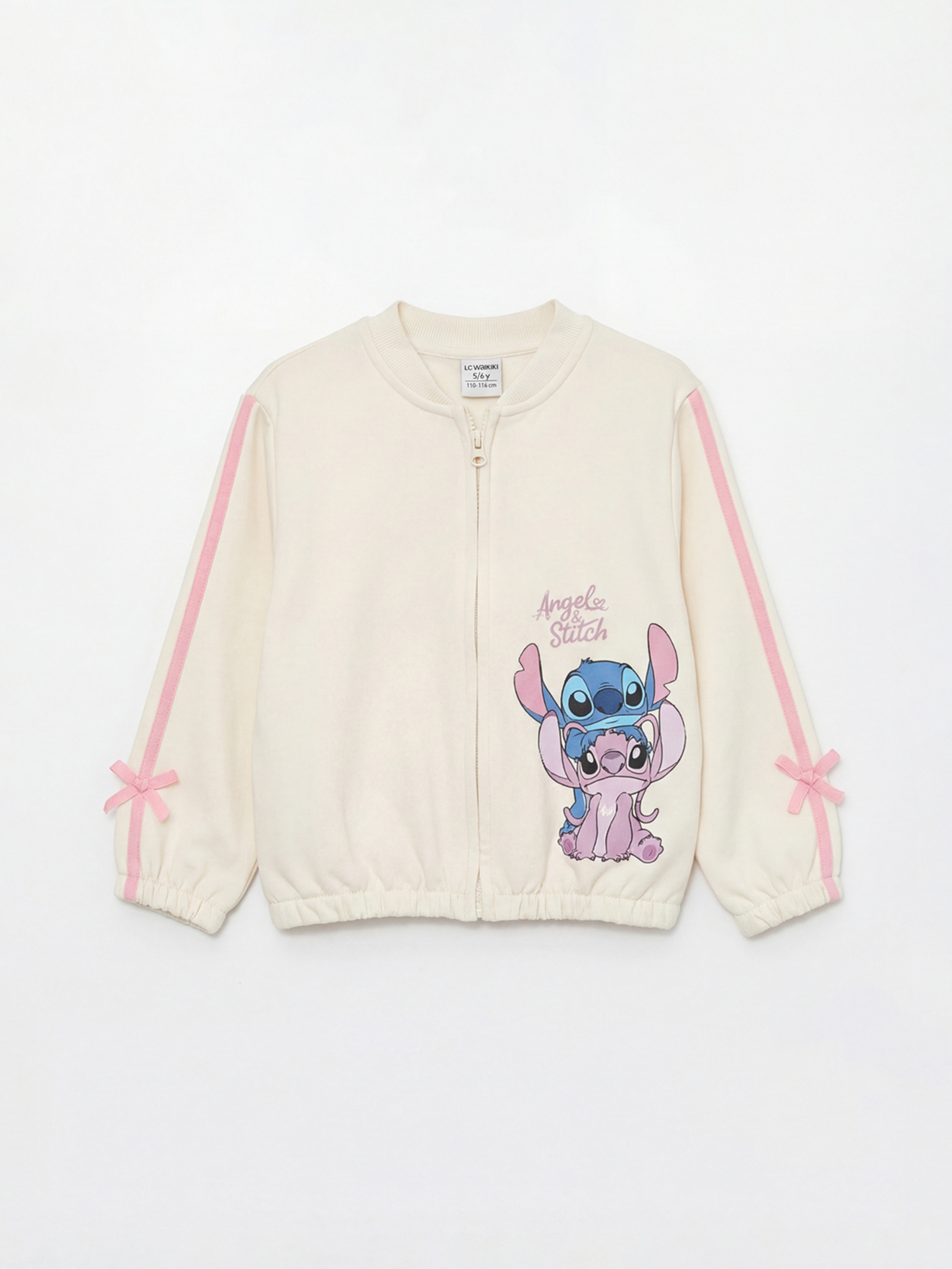 LCW Kids Stitch ve Angel Baskılı Kız Çocuk Fermuarlı Sweatshirt - S6JJ59Z1-FES
