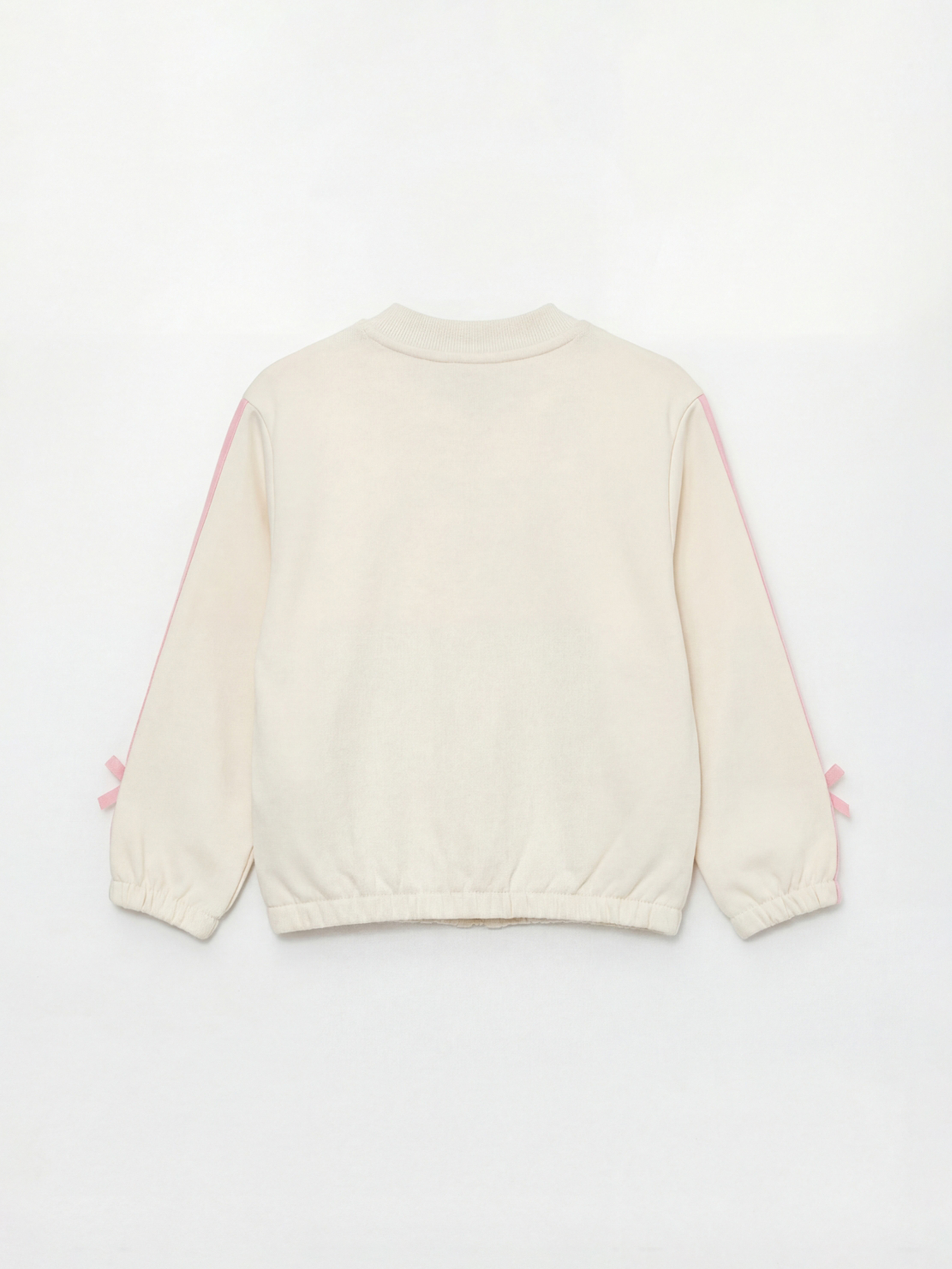 Ekru Stitch ve Angel Baskılı Kız Çocuk Fermuarlı Sweatshirt-1