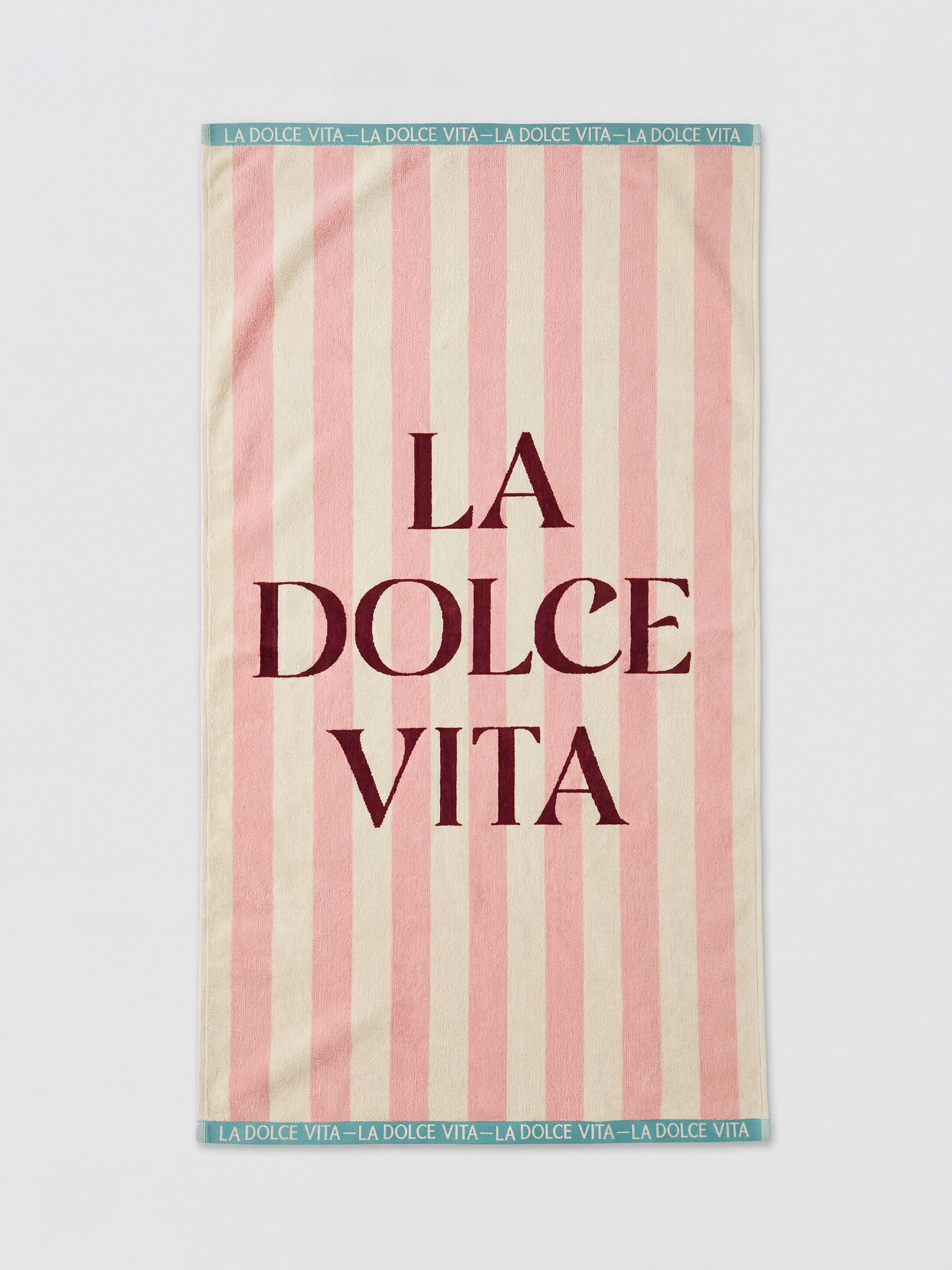 Pembe Çizgili Kadın Plaj Havlusu 70x150 cm-1