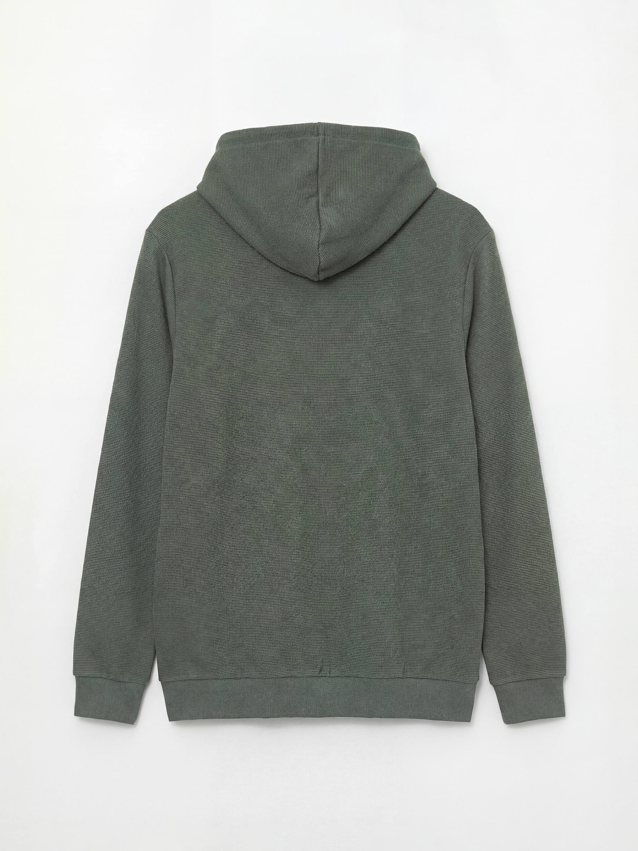 Yeşil Kapüşonlu Erkek Fermuarlı Sweatshirt-5