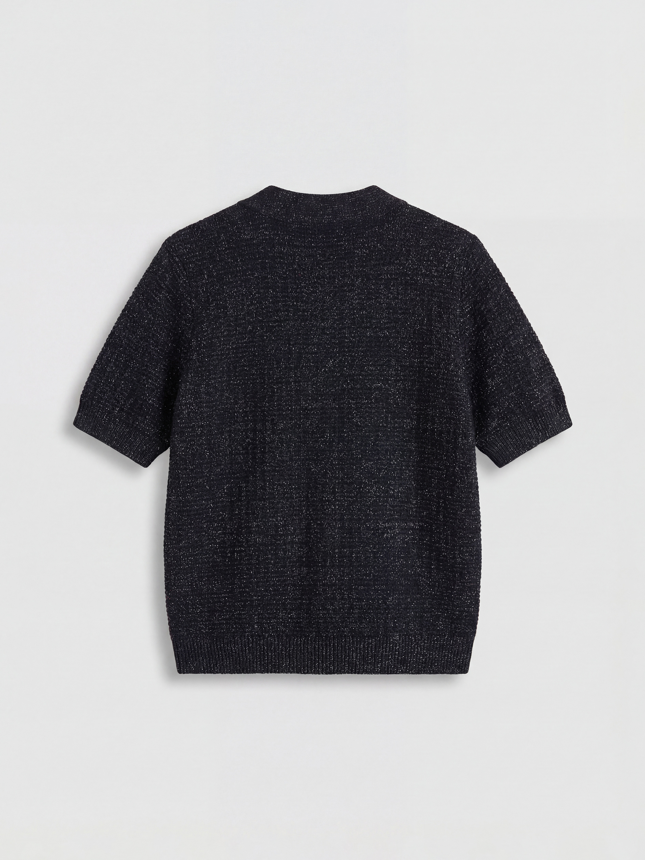 Lacivert Polo Yaka Dokulu Kadın Triko Hırka-1