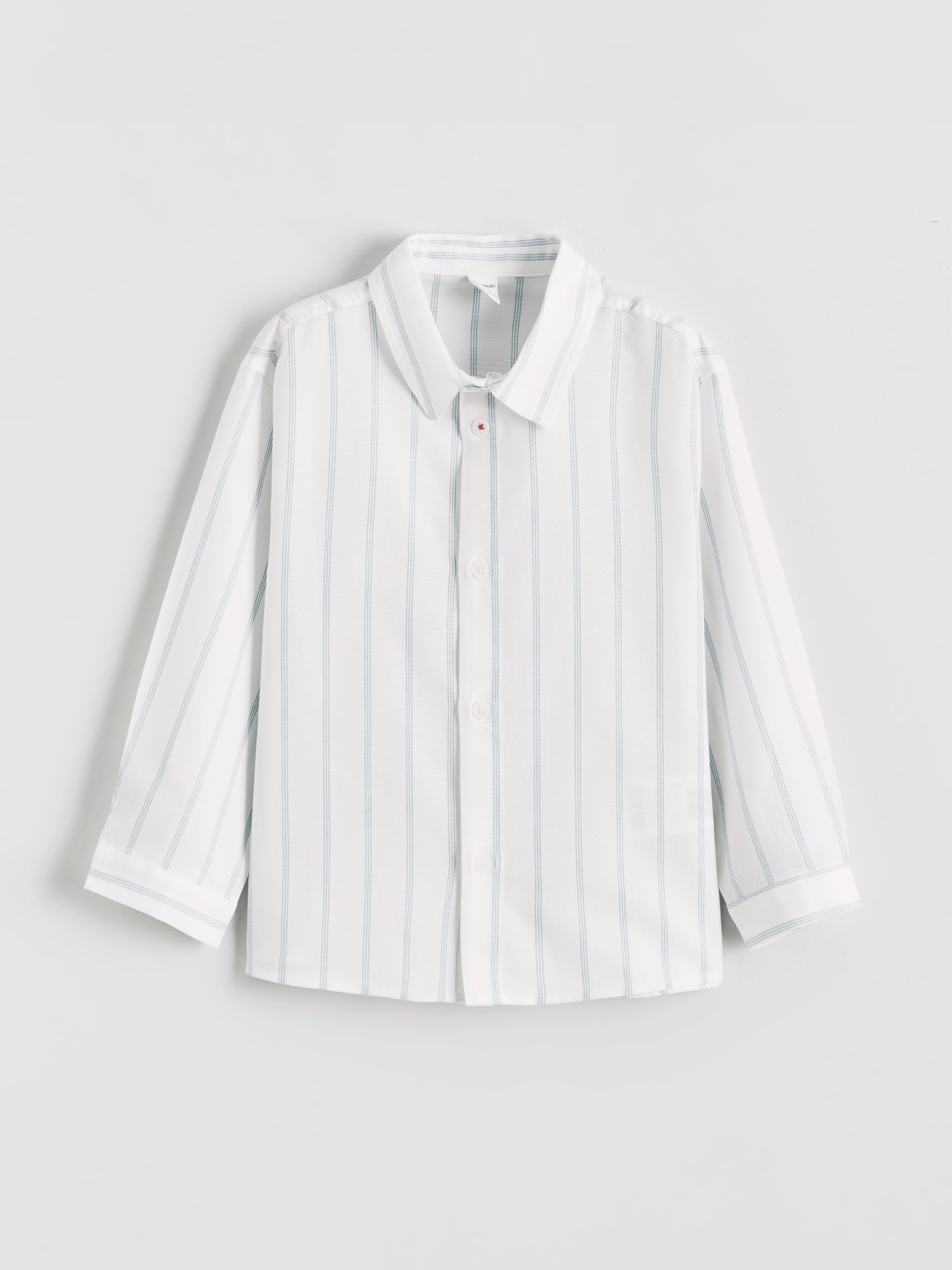 Ekru Uzun Kollu Çizgili Erkek Çocuk Gömlek-1