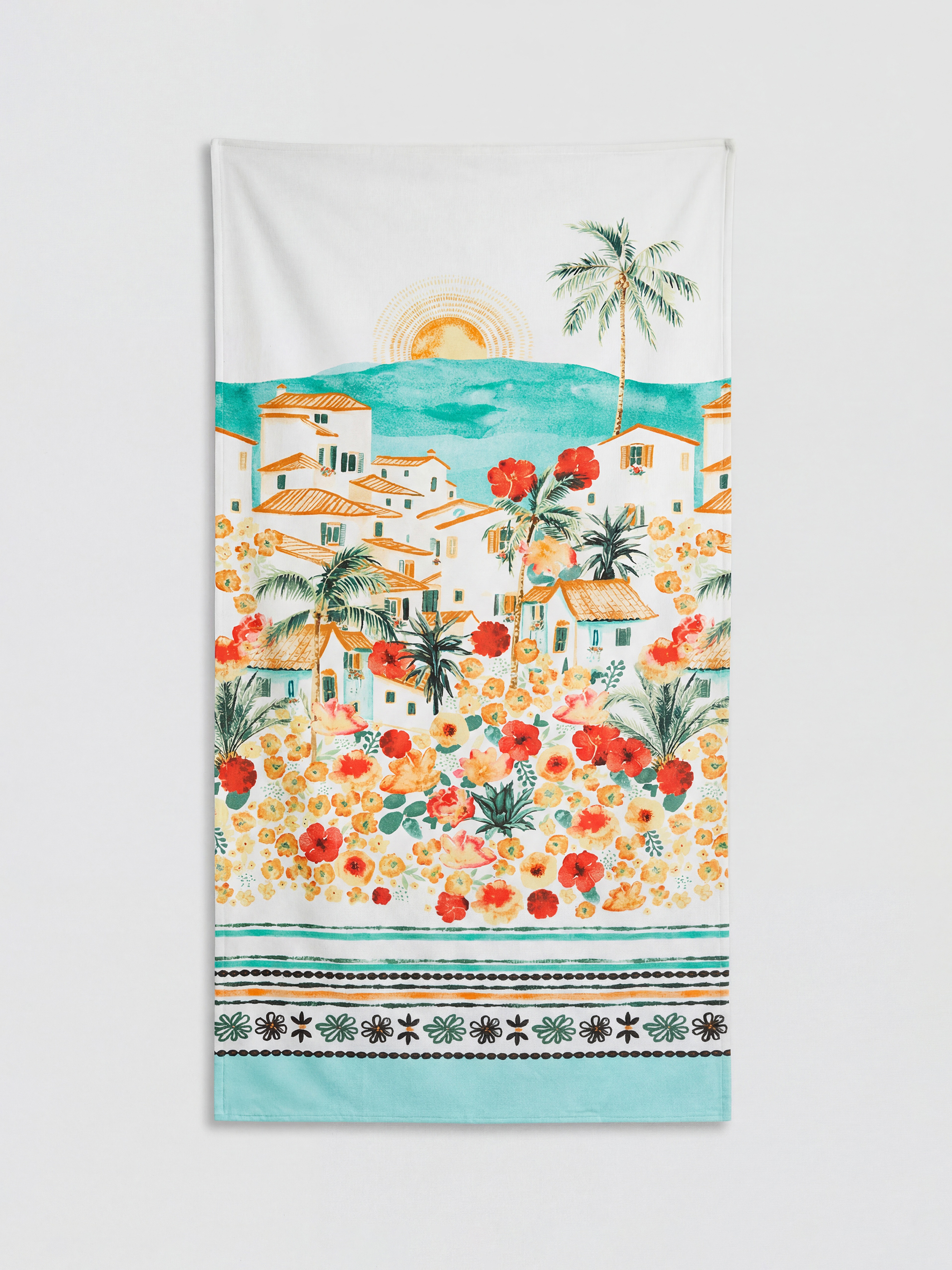 Karışık Çiçek Desenli Plaj Havlusu 70x150 cm-1