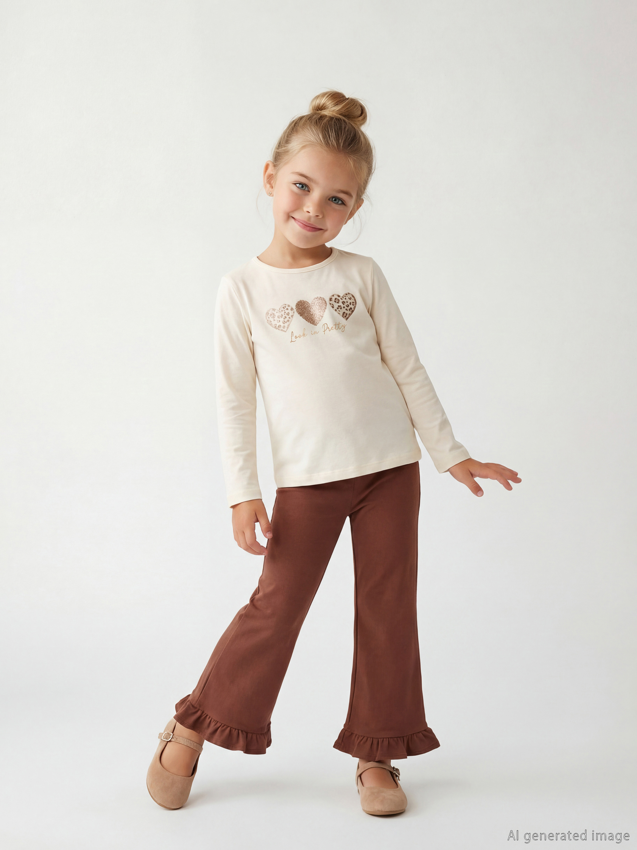 LCW Kids Baskılı Kız Çocuk Tişört ve Tayt - S6JP18Z1-FET