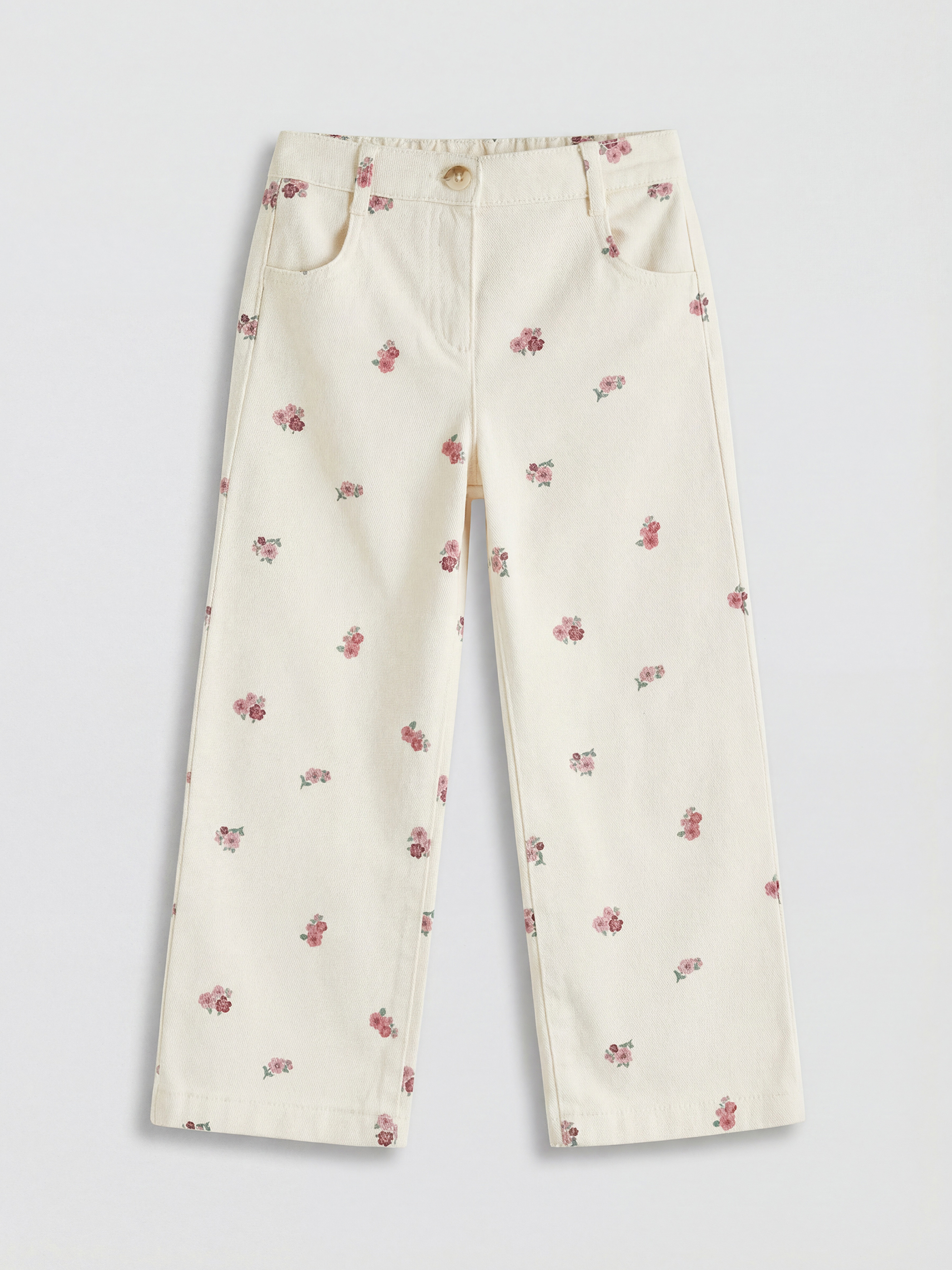 LCW Kids Çiçek Desenli Kız Çocuk Gabardin Pantolon - S6JP23Z1-LRA