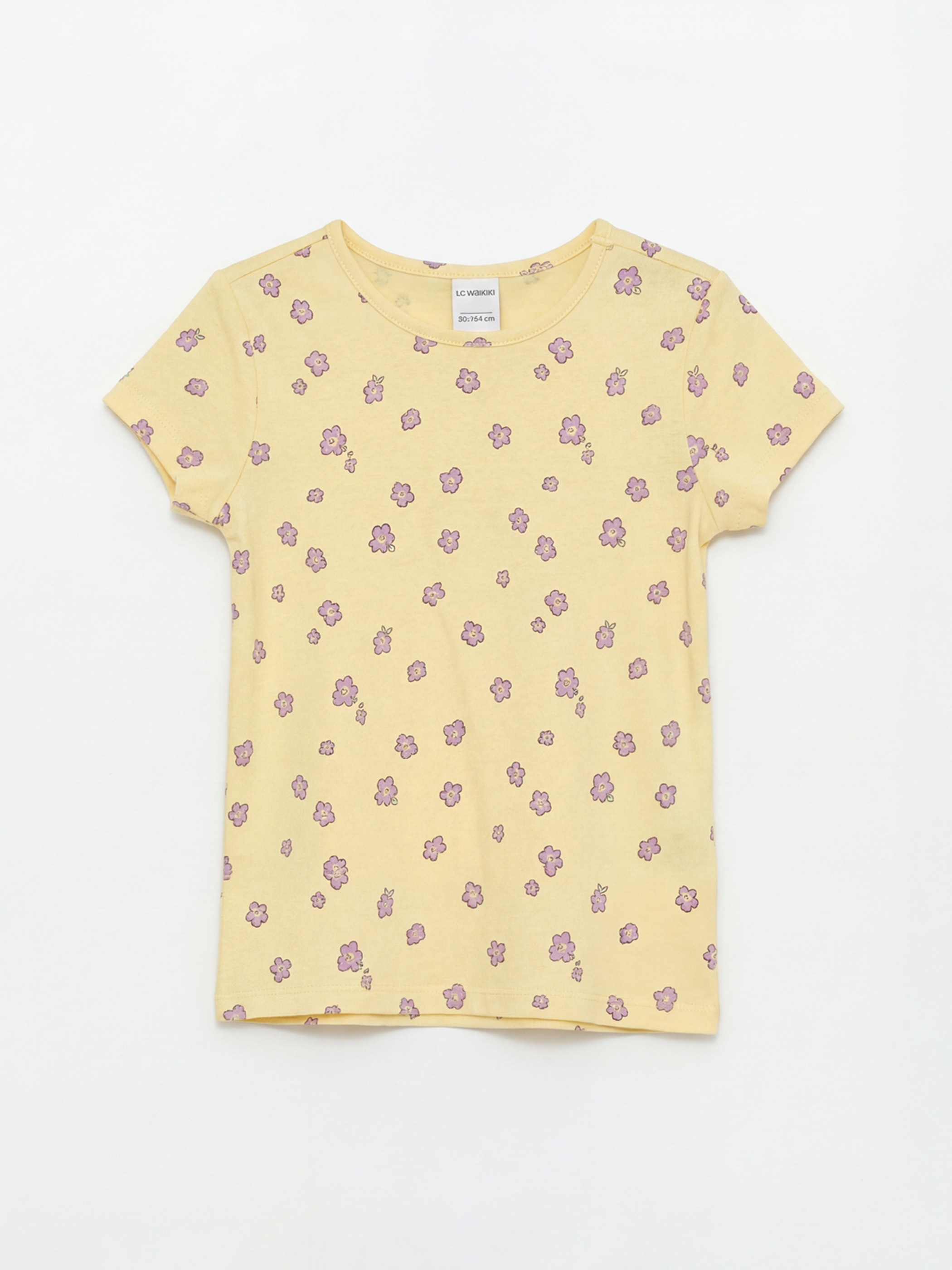 LCW Kids Bisiklet Yaka Çiçekli Kız Çocuk Tişört	 - S6JP64Z1-LU9