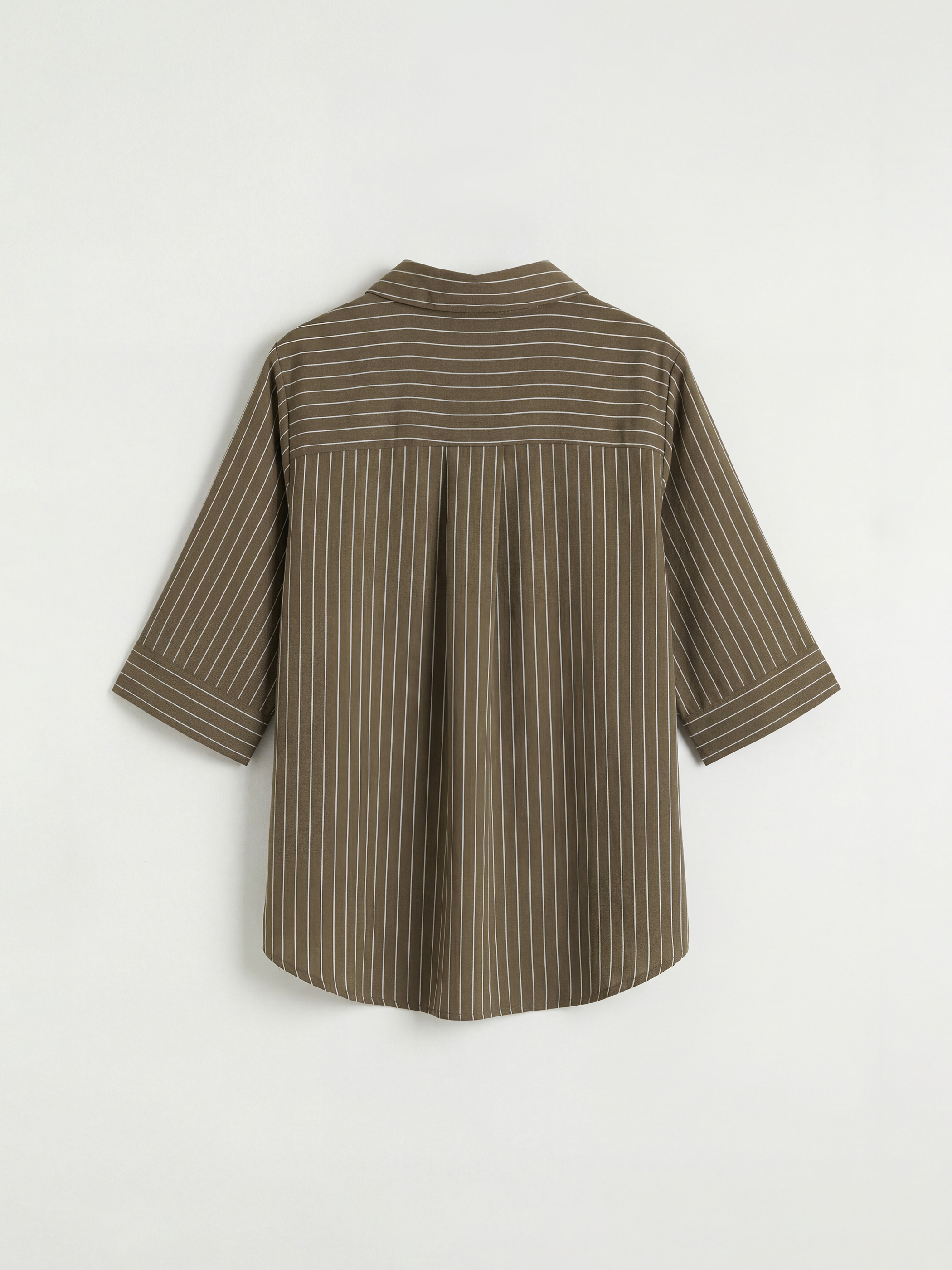 Haki Çizgili Kadın Gömlek-5
