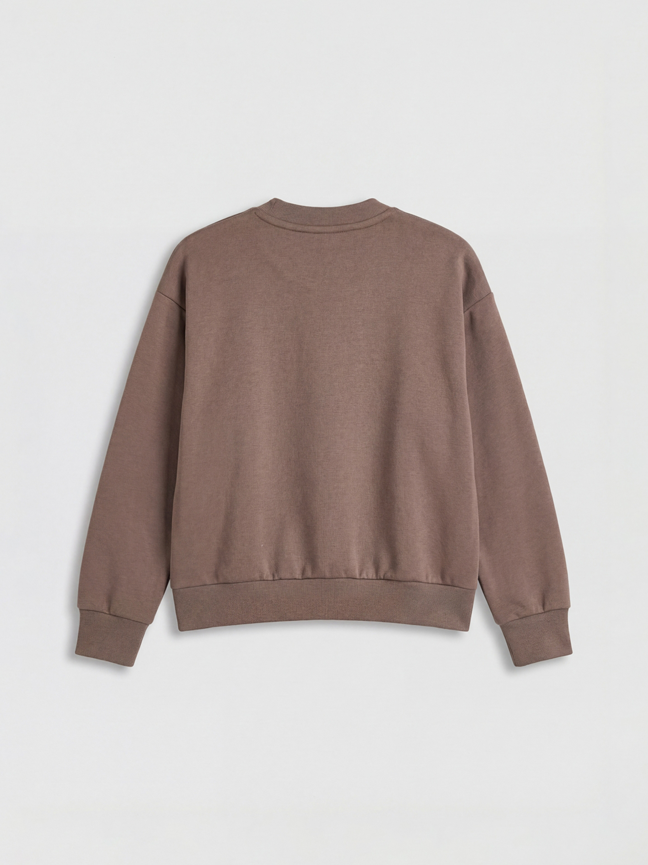 Kahverengi Kolej Yaka Kız Çocuk Soft Touch Fermuarlı Sweatshirt-1