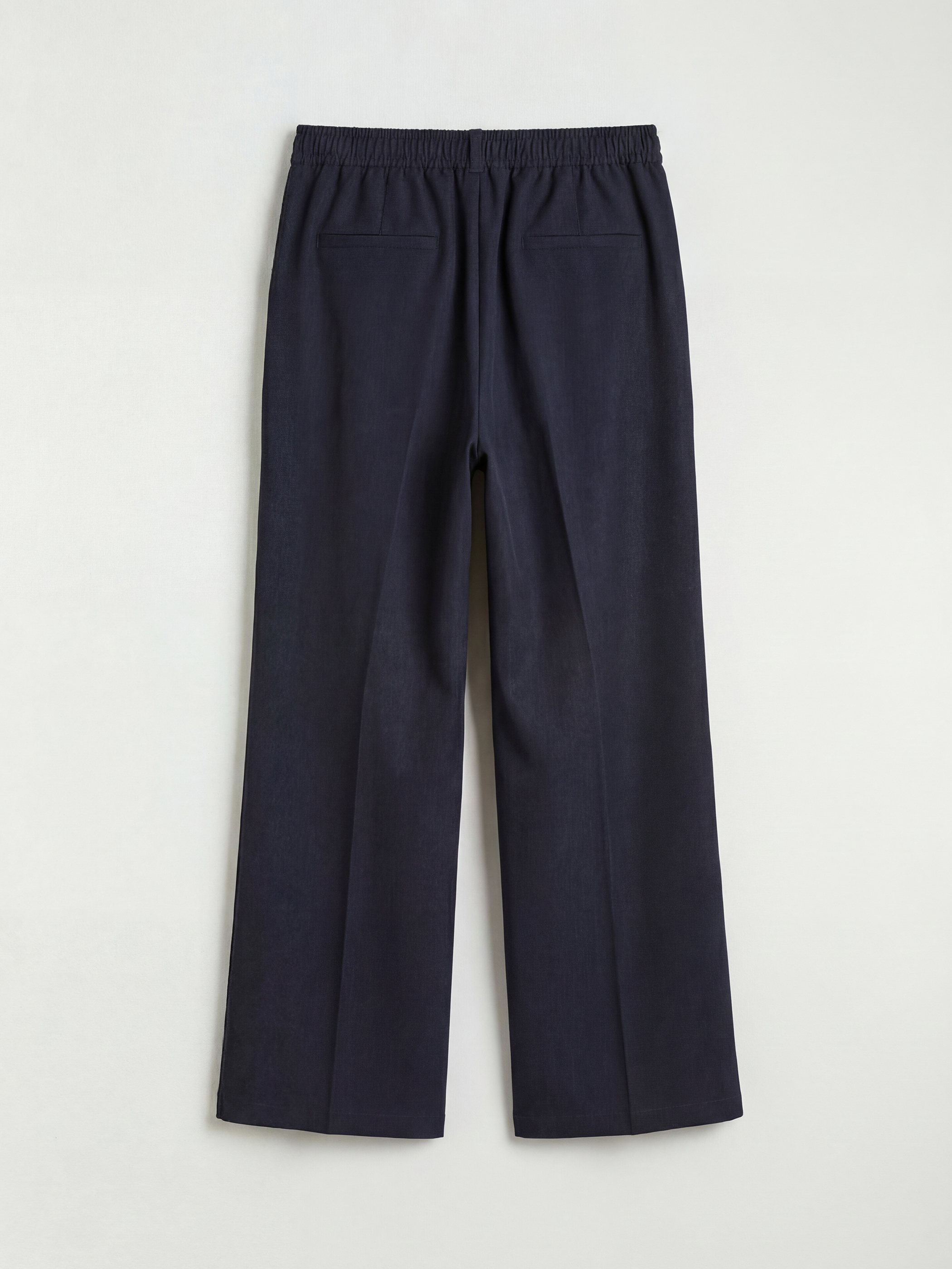 Lacivert Büyük Beden Beli Lastikli Geniş Paça Kadın Pantolon-1