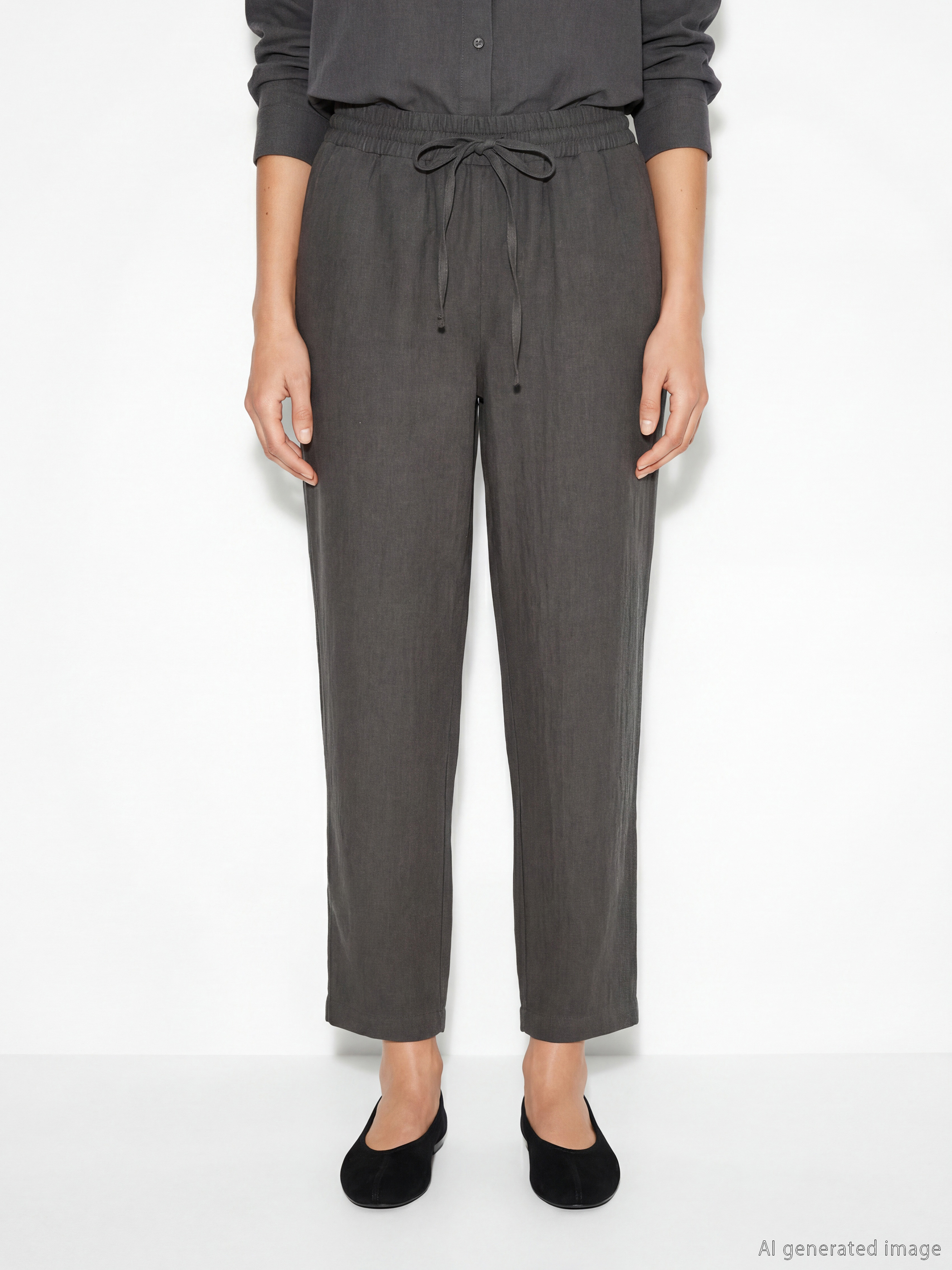 Antrasit Beli Lastikli Kadın Pantolon-1